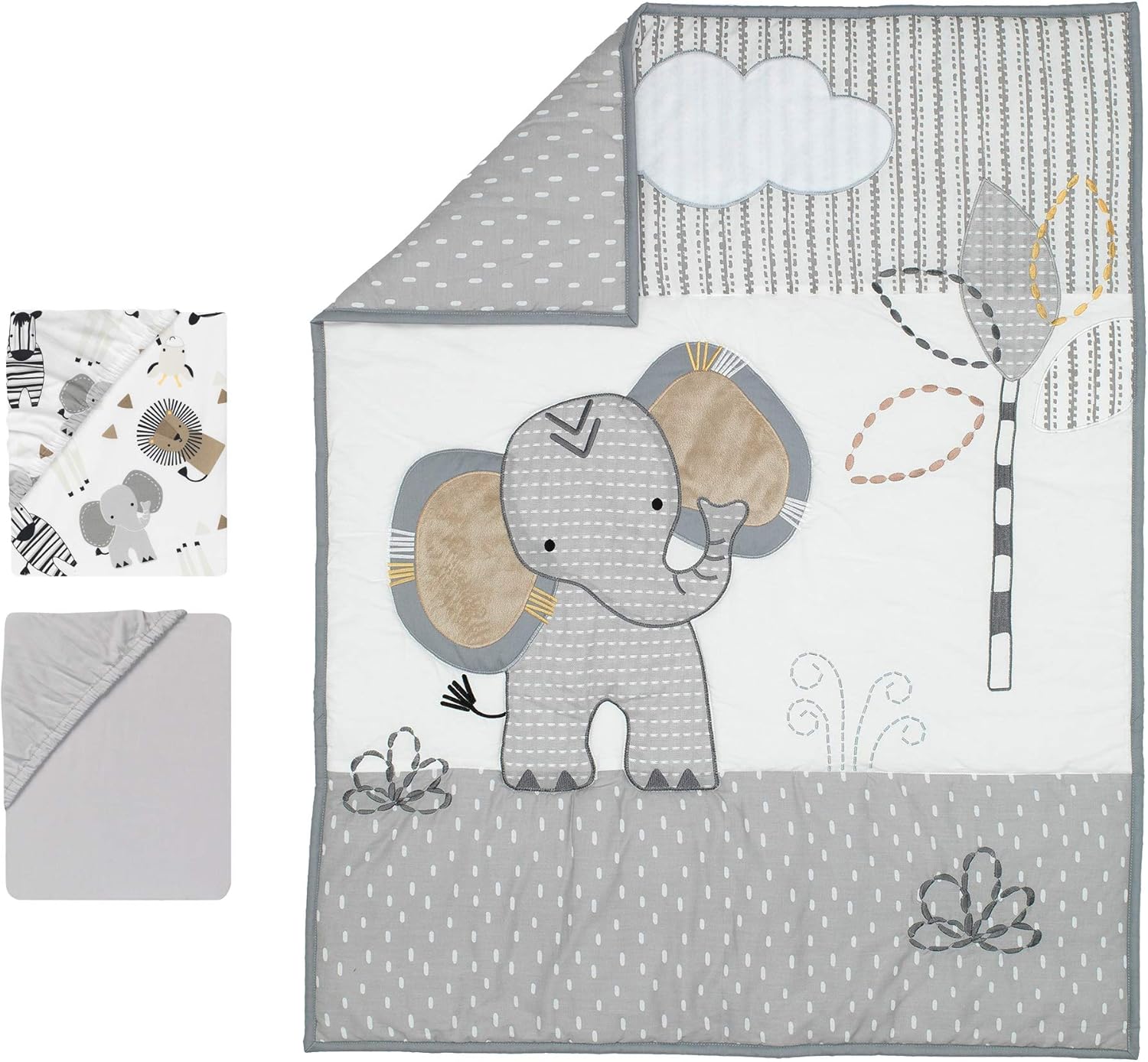 Lambs Ivy Jungle Safari Elephant 3-Piece Crib Bedding Set