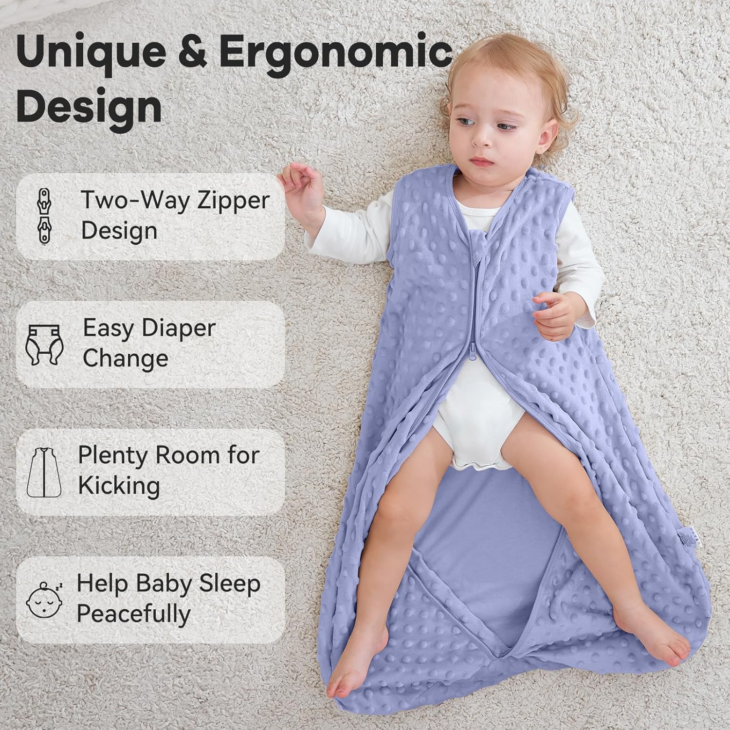 Unnivoll Fleece Sleep Sack 6-12 Months Taro Purple 15 Tog