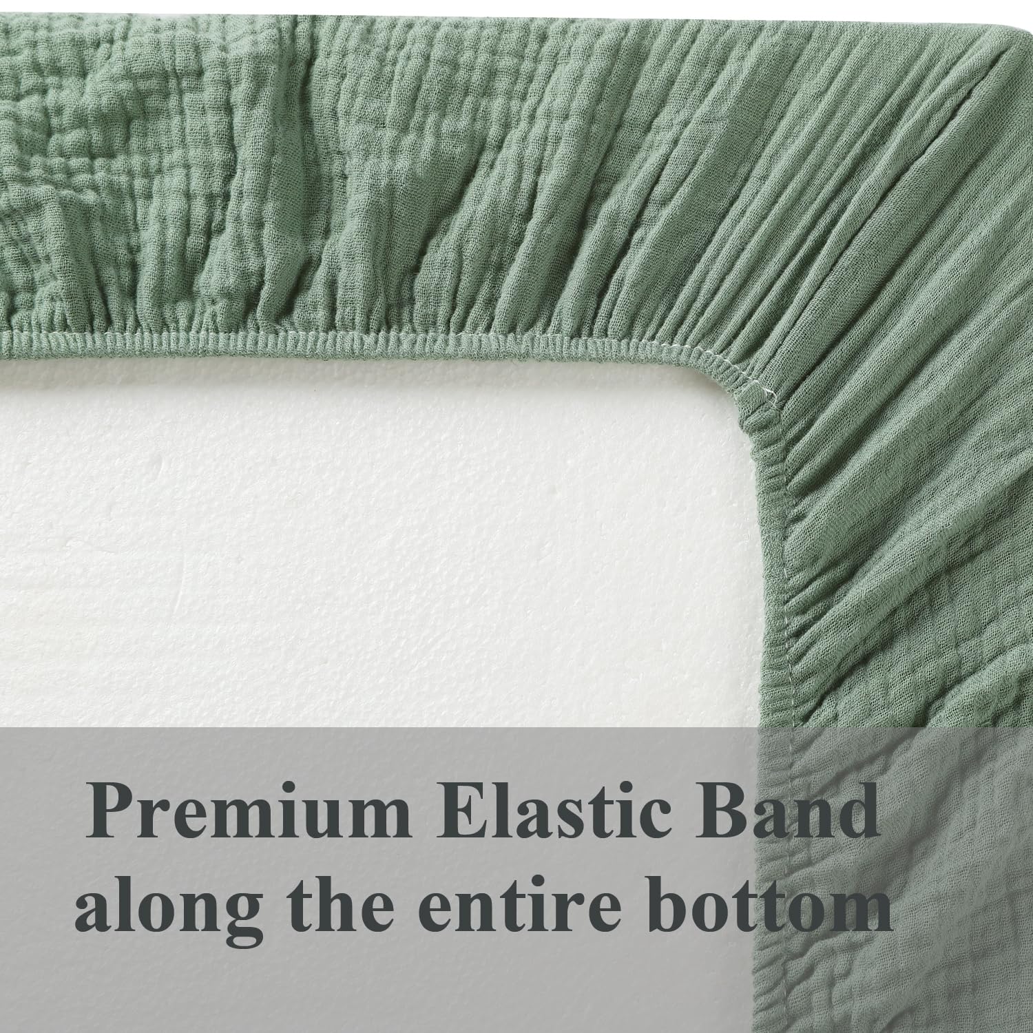 2 Pack Muslin Bassinet Sheets for Baby Roman Green Botanical Leaf