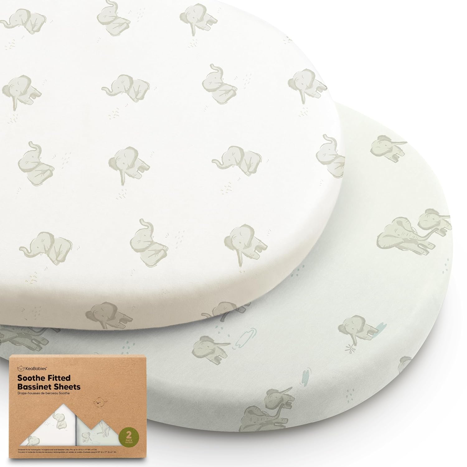 KeaBabies 2-Pack Organic Cotton Bassinet Sheets for Girls and Boys