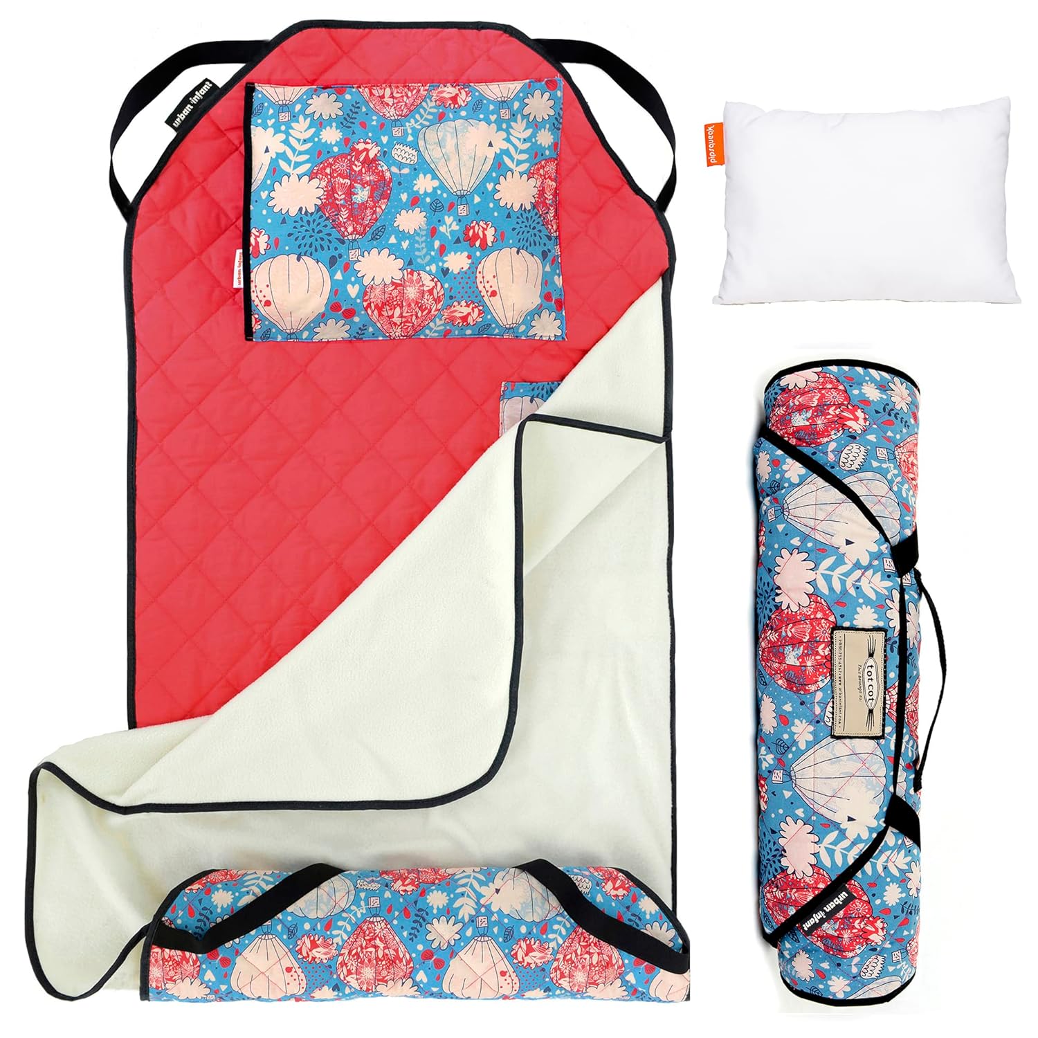 Urban Infant Tot Cot Nap Mat with Balloons and Pillow