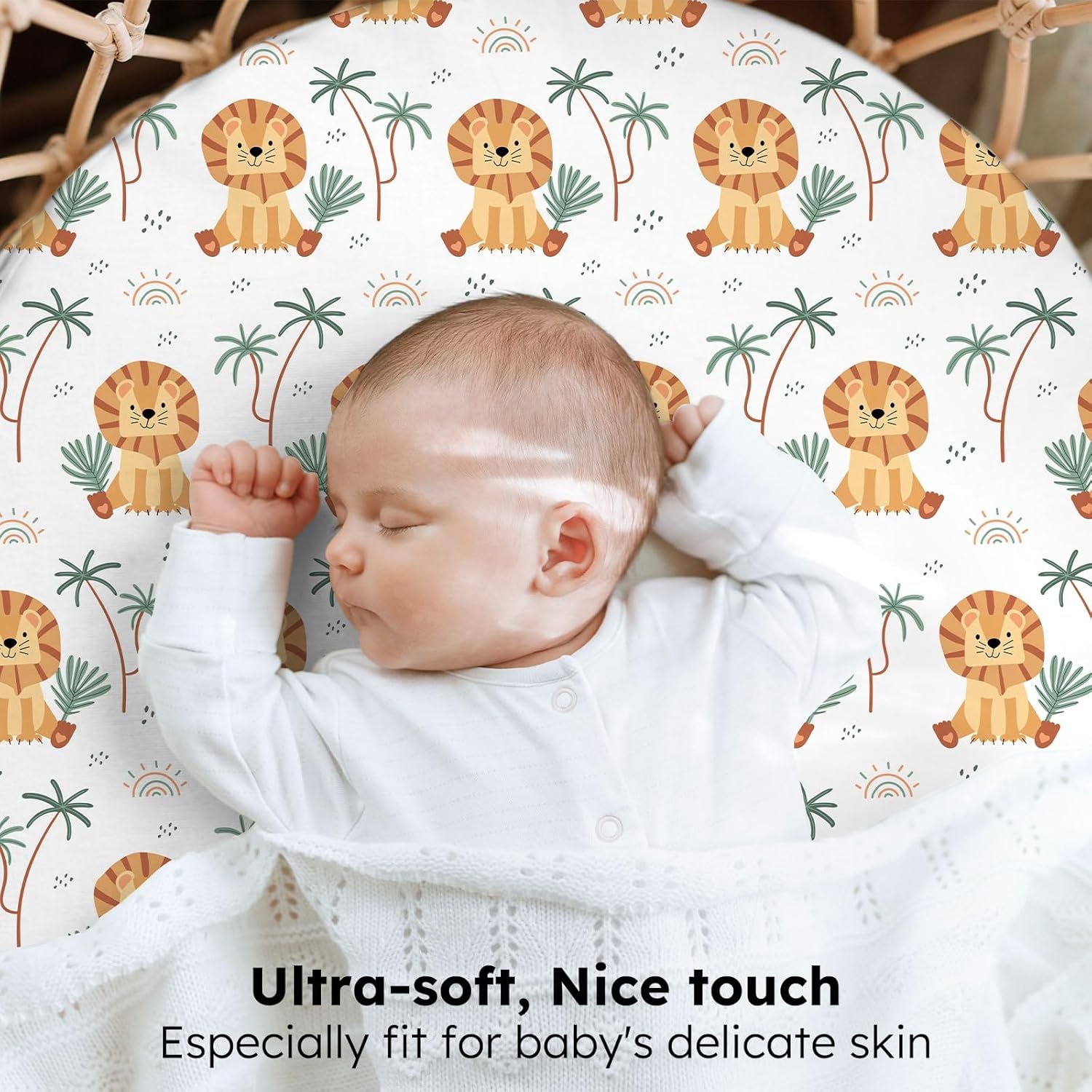 FIEMOL Baby Bassinet Sheets 3 Pack Brown Lion