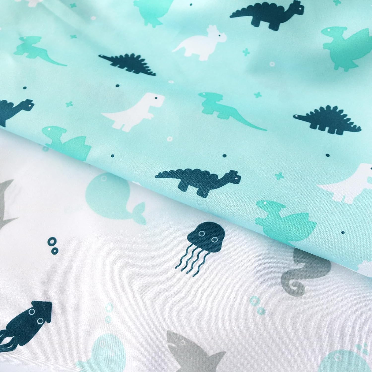 SPRINGSPIRIT Bassinet Fitted Sheets 4 Pack Aqua Dinosaurs