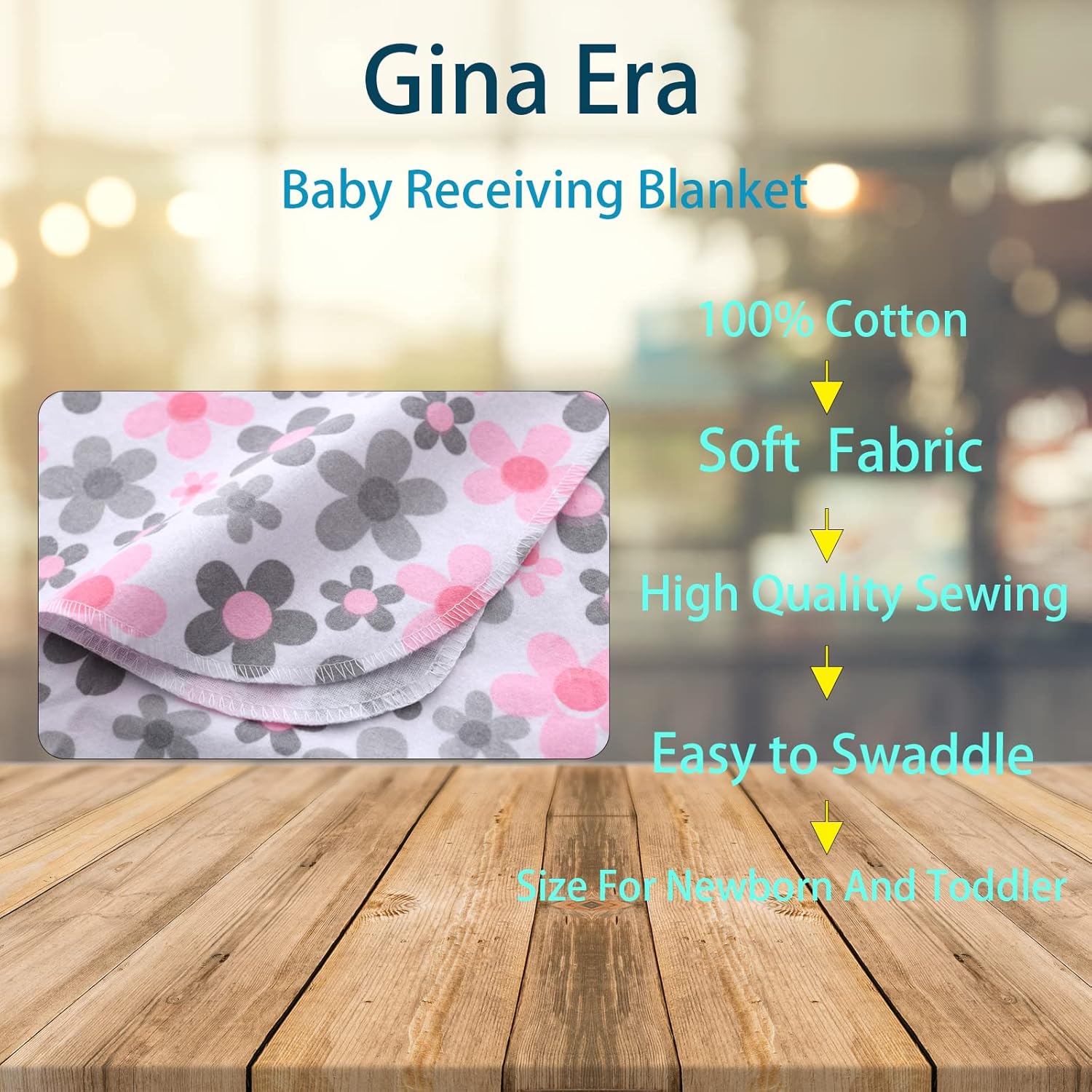 Gina Era Flannel Baby Blankets 4-Pack 30x30 Inch