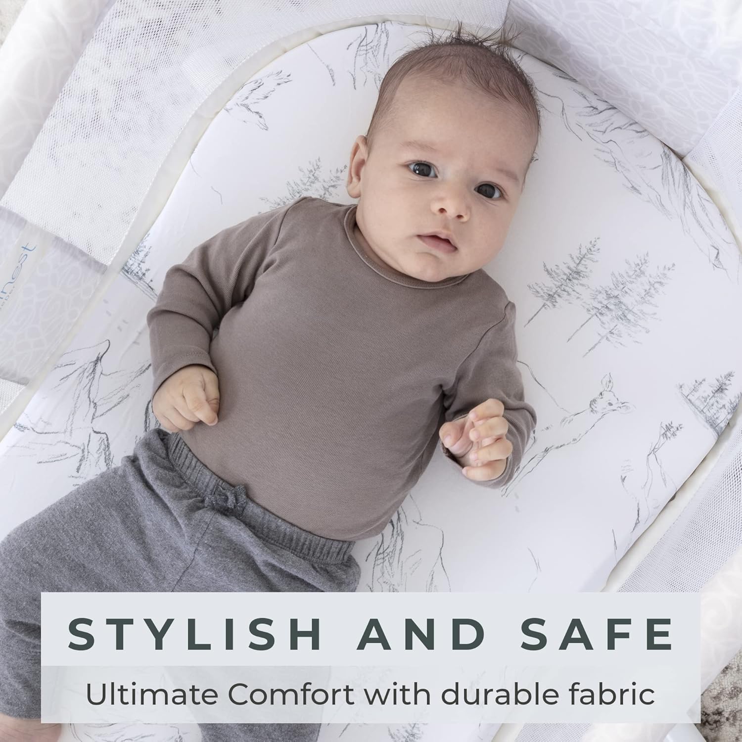Pobibaby 2 Pack Bassinet Sheets - Woodland Pattern Soft Cotton Blend