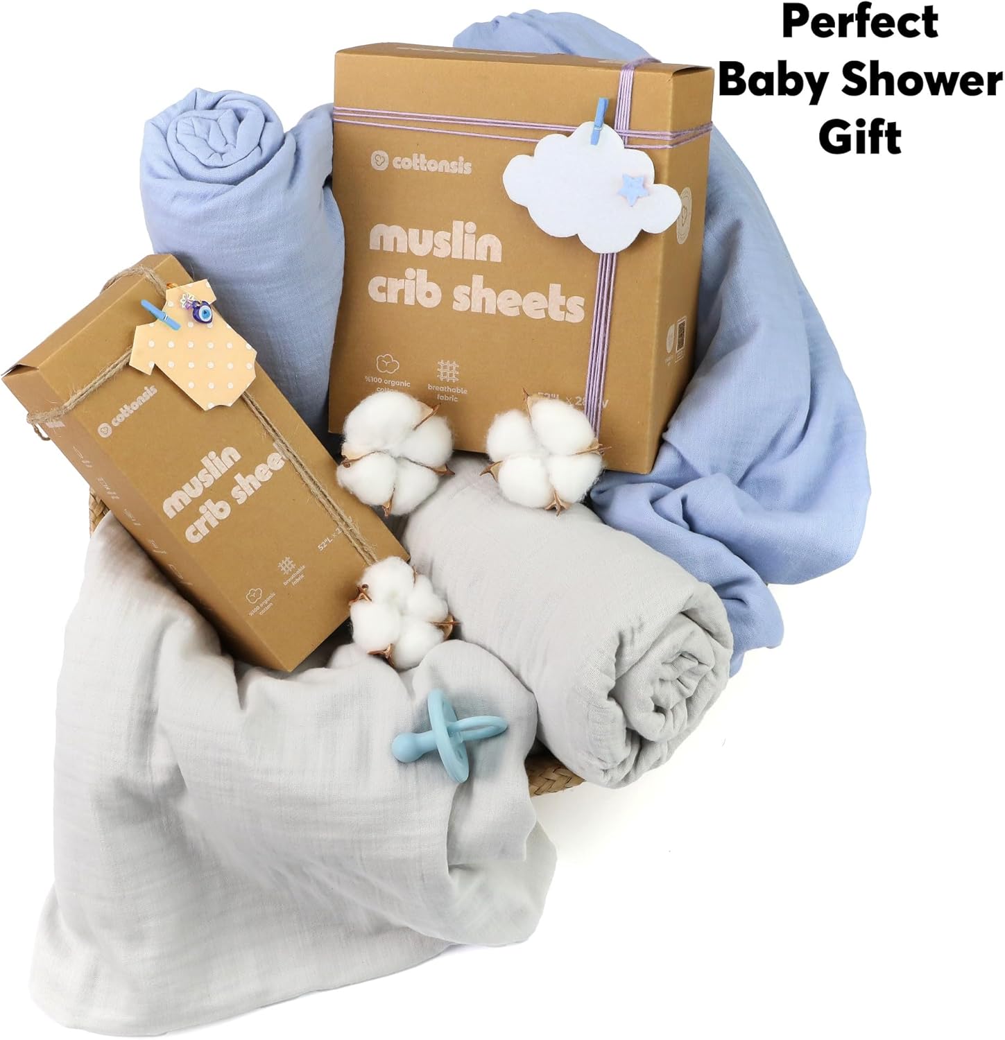 Cottonsis Muslin Crib Sheet - Cloudy Gray 52x28 1