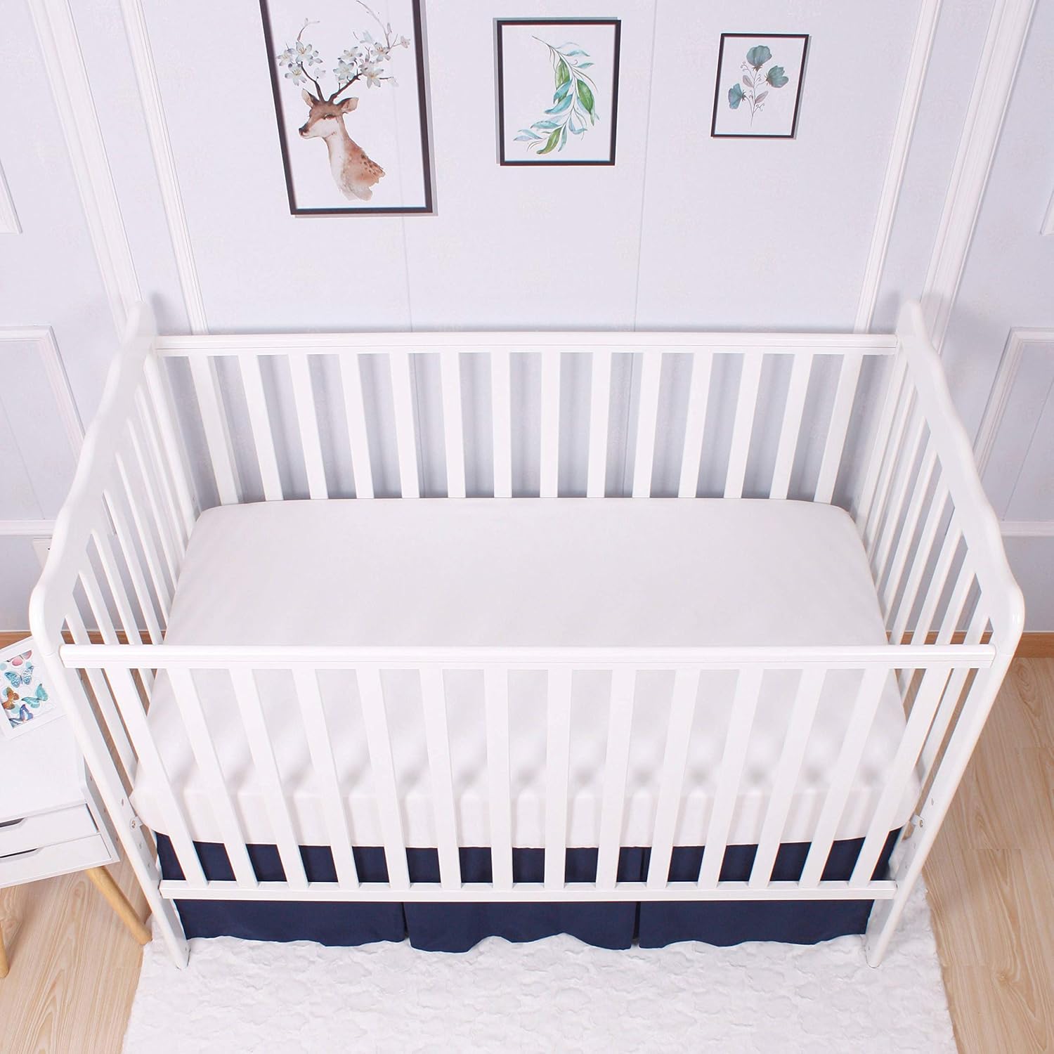 CaSaJa Navy Blue Classic Microfiber Crib Skirt