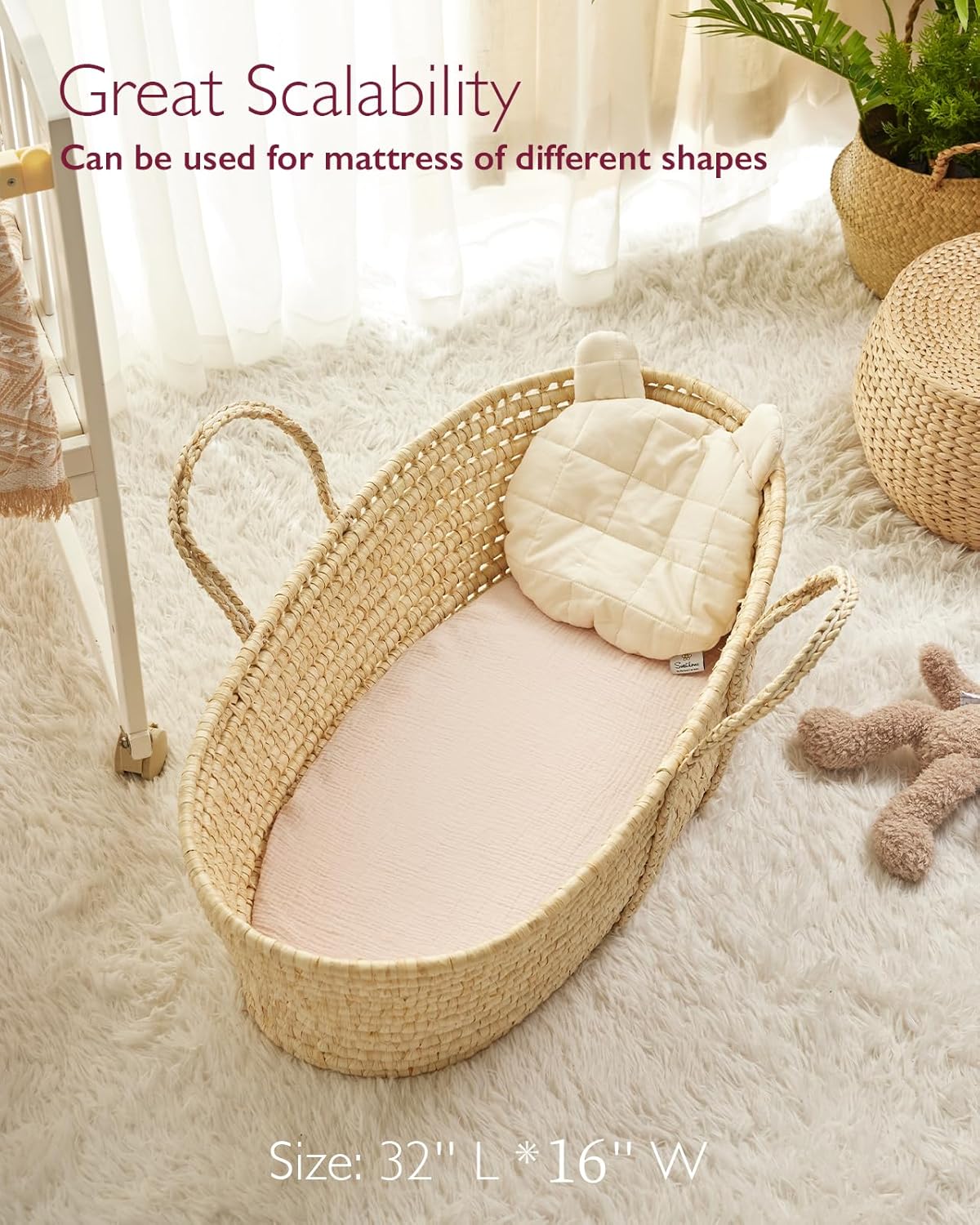 Momcozy Muslin Fitted Bassinet Sheet Set 2 Pack