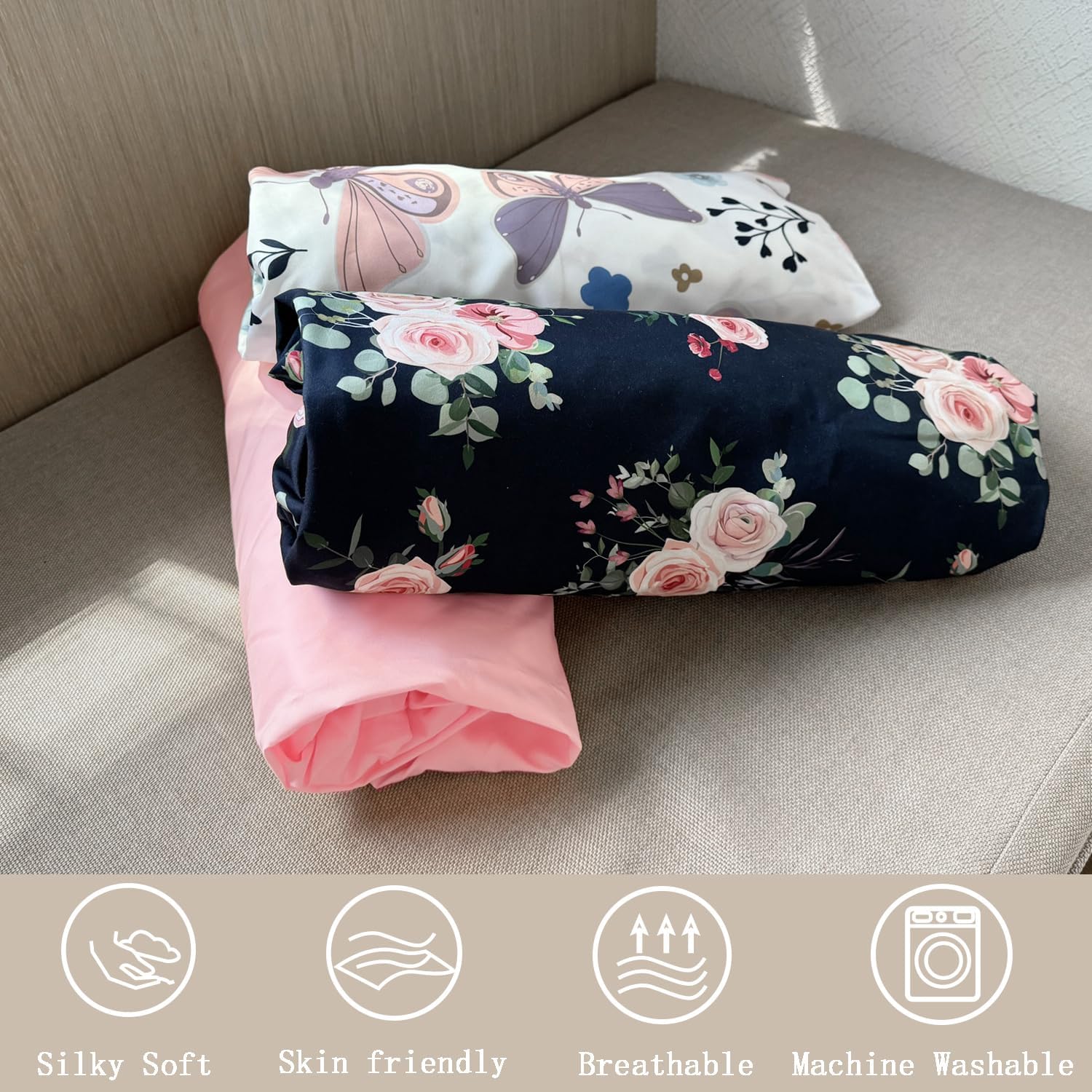 AMROSE 3 Pack Heavenly Soft Bassinet Sheets for Baby Girls 1