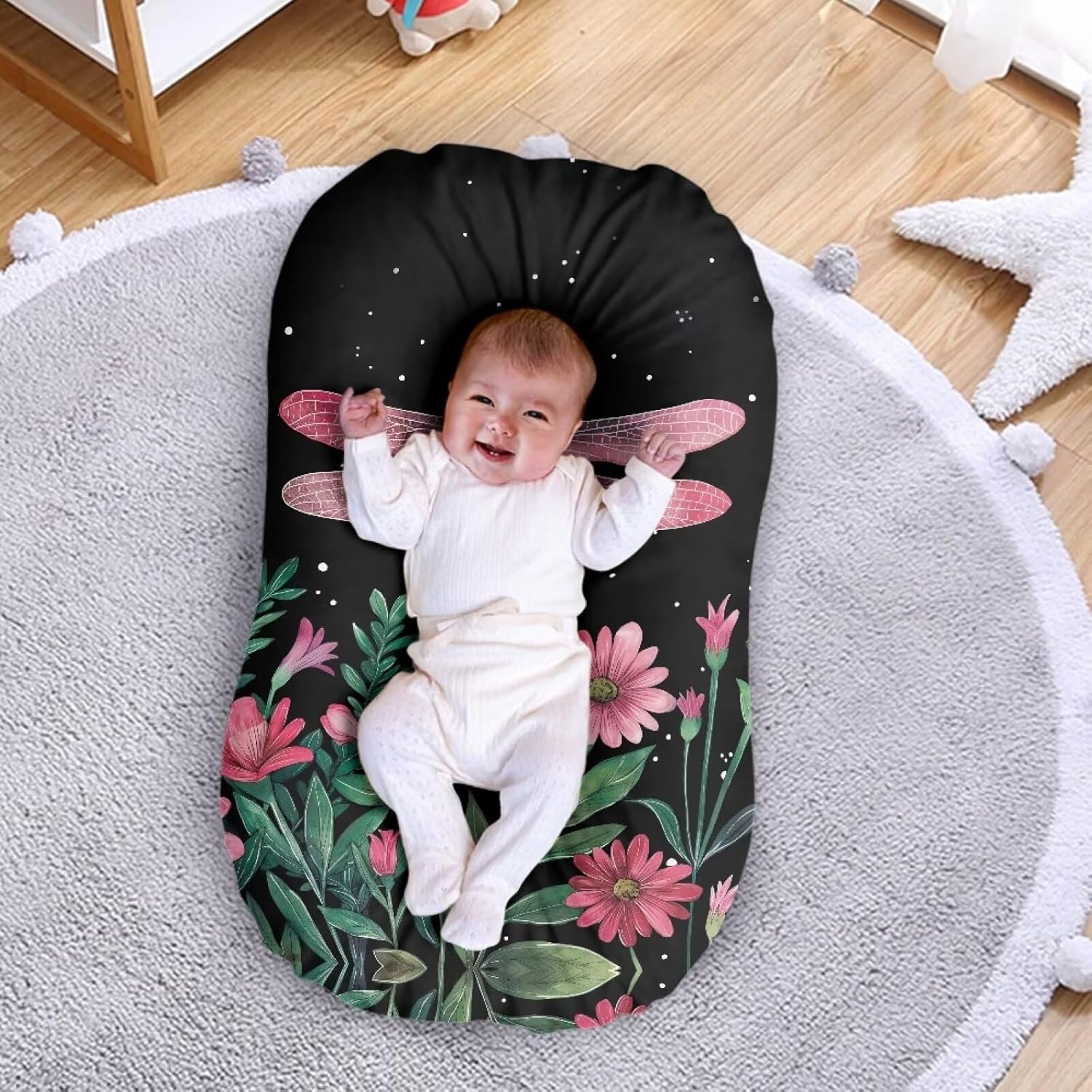 ZDCUSTOM Dragonfly Flower Bassinet Sheet Soft Breathable and Universal Fit