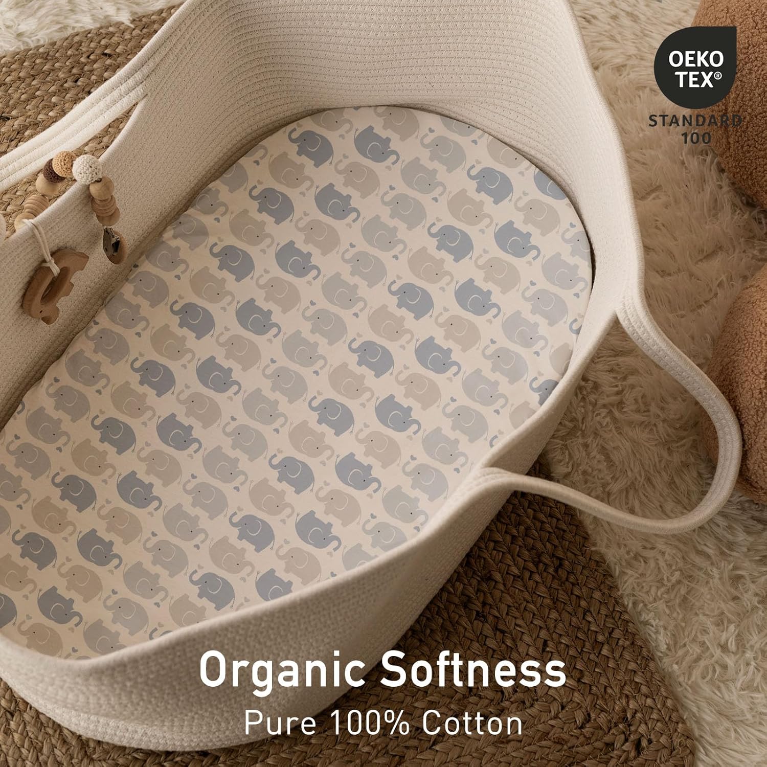 GLLQUEN Baby Bassinet Sheets 2 Pack - Organic Cotton 1