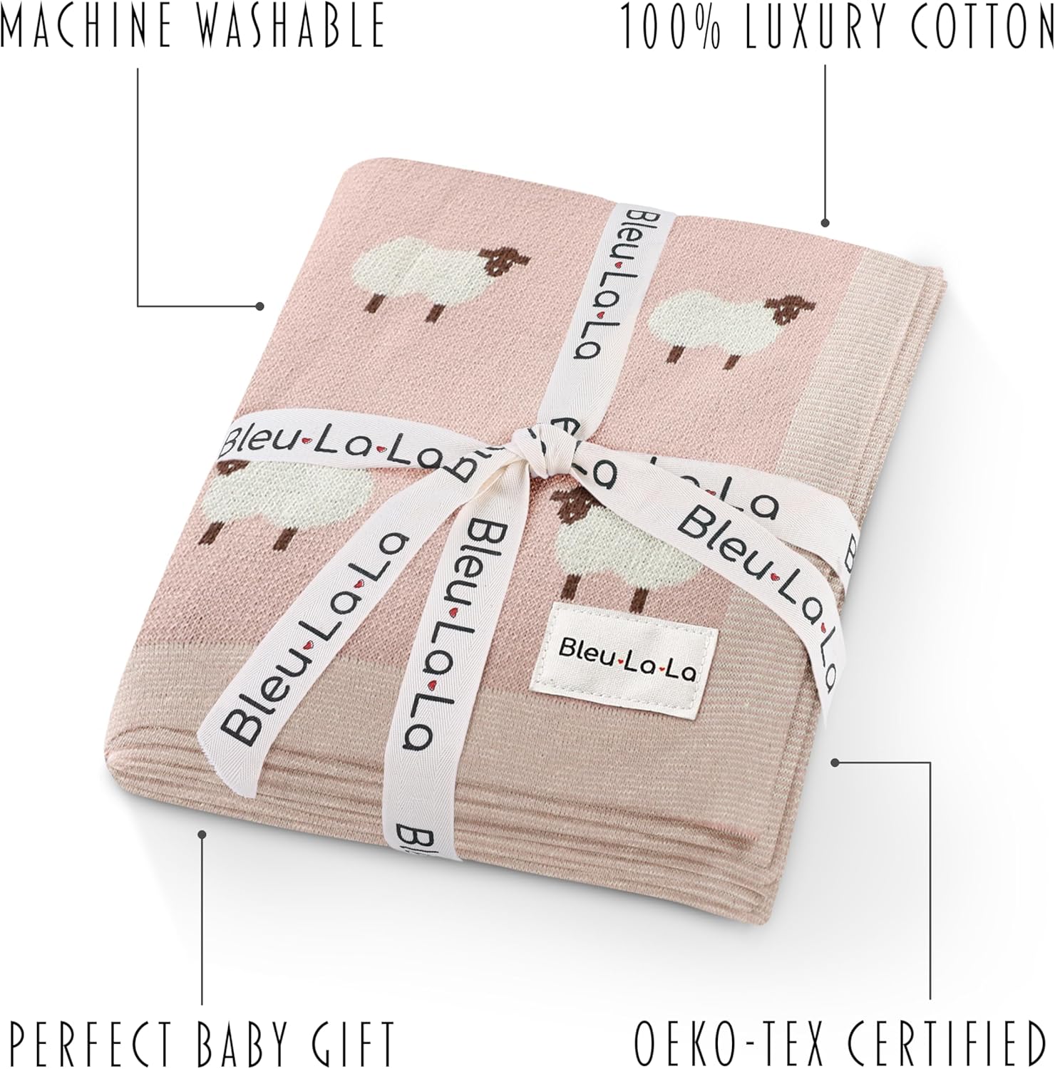 Bleu La La Luxury Knit Baby Blanket - Light Pink