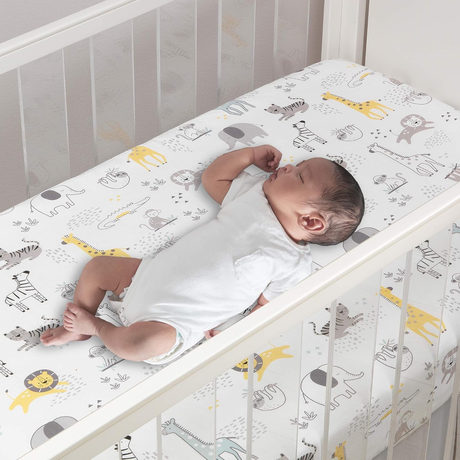 Lambs Ivy Jungle Animal Crib Sheet 1