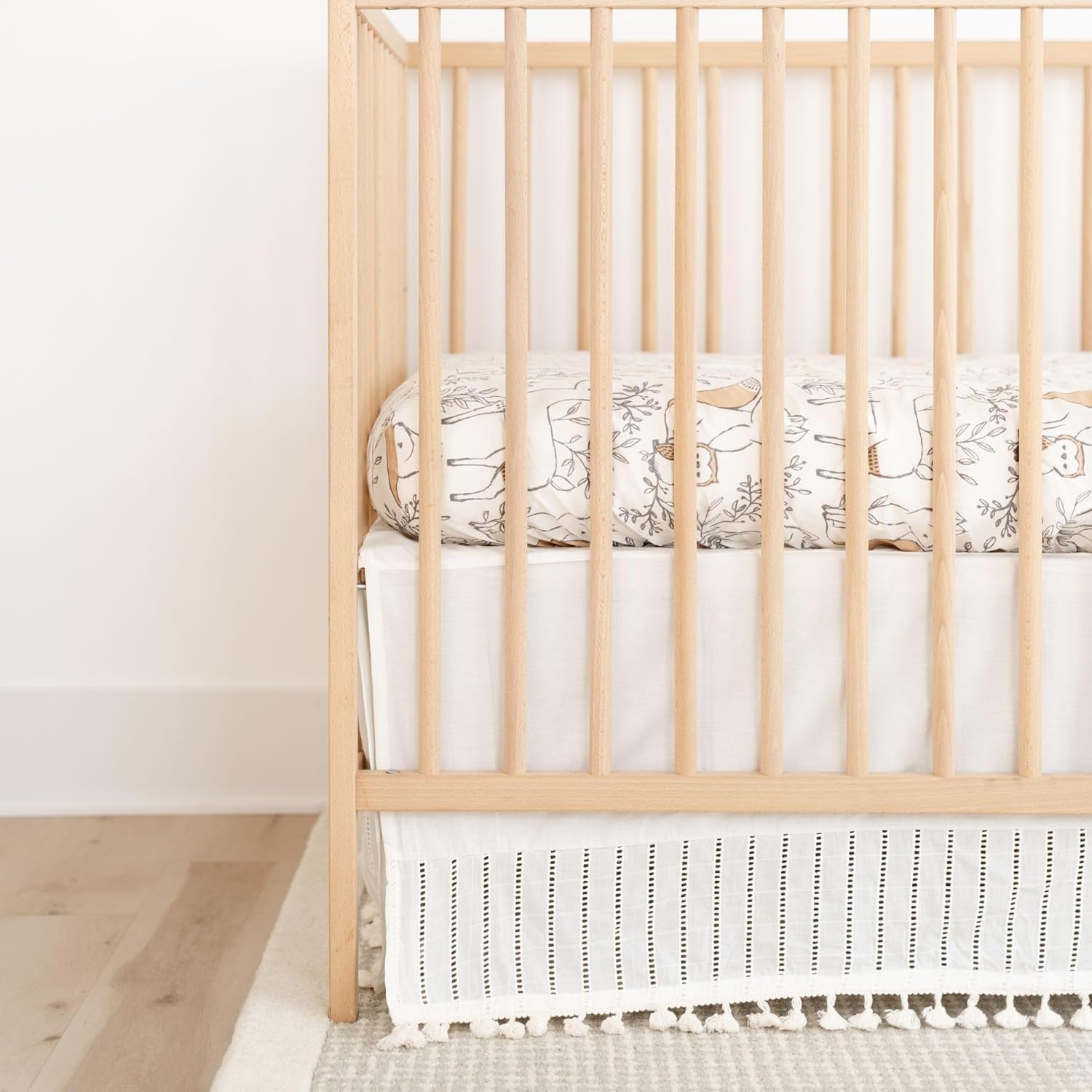 Crane Baby Boho Cotton Crib Skirt with Fringe