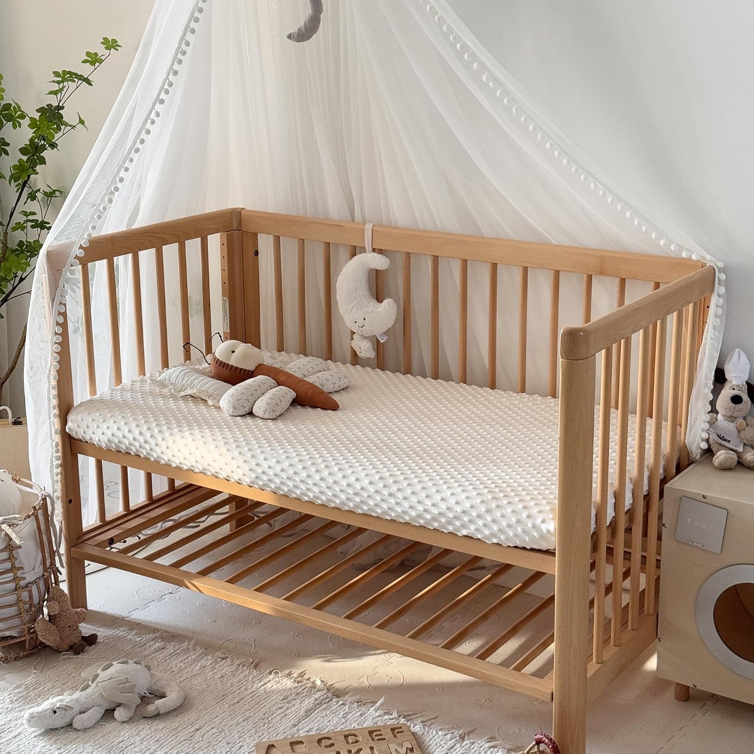 La Sheer Baby Plush Crib Sheet Light Beige