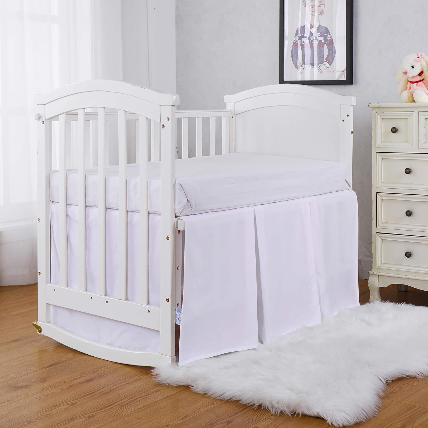 ShunjieHome Crib Skirt 100 Egyptian Cotton 400 Thread Count 14 Drop