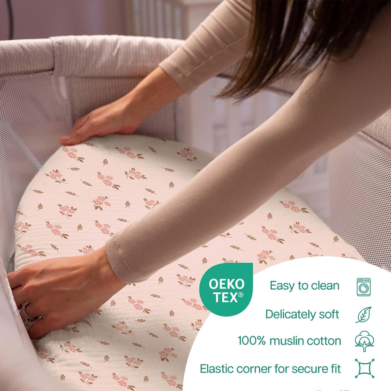 Mi Flor Muslin Bassinet Sheets 2 Pack