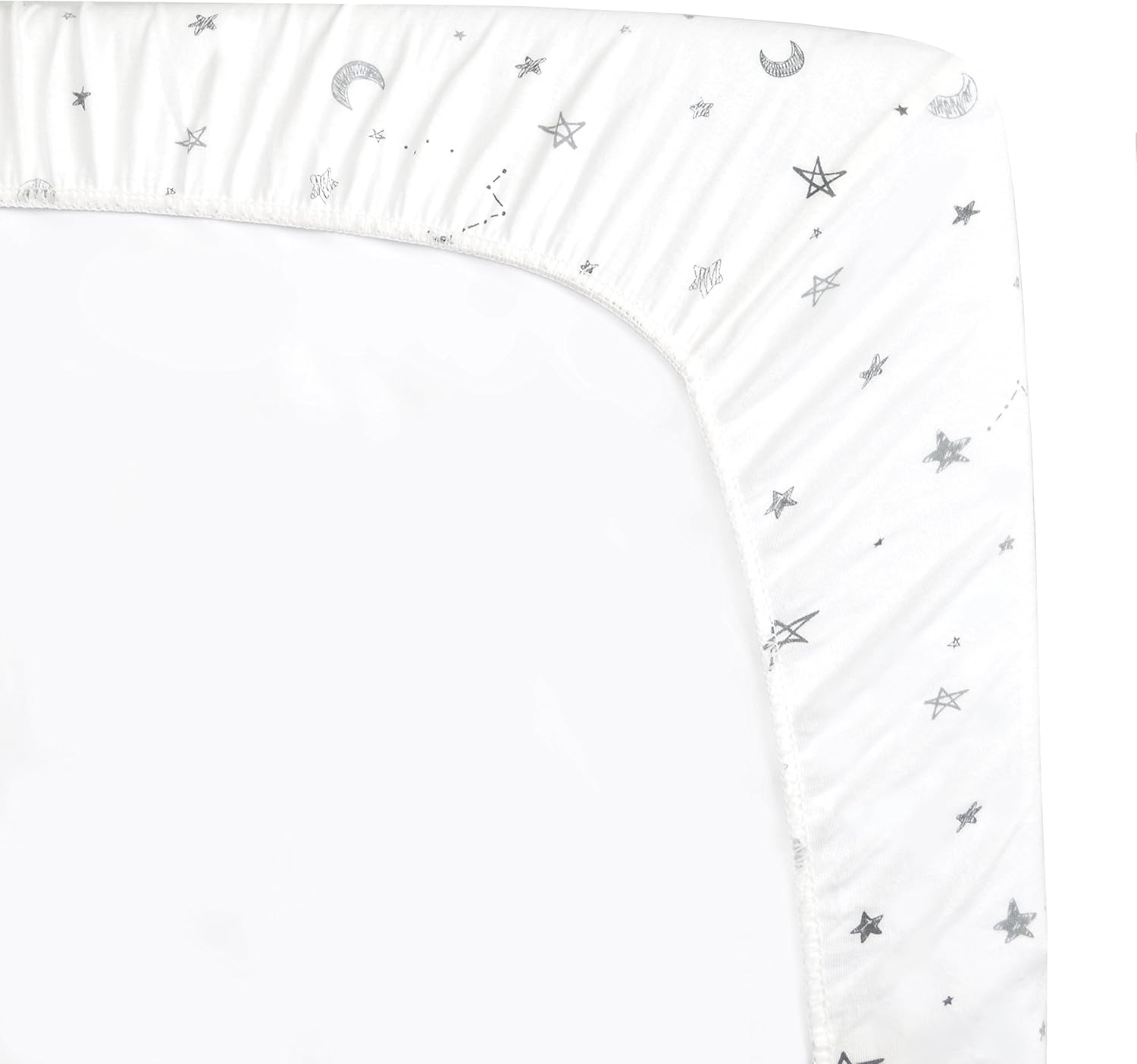 TL Care Fitted Bassinet Sheet - Gray Stars and Moons 100 Cotton
