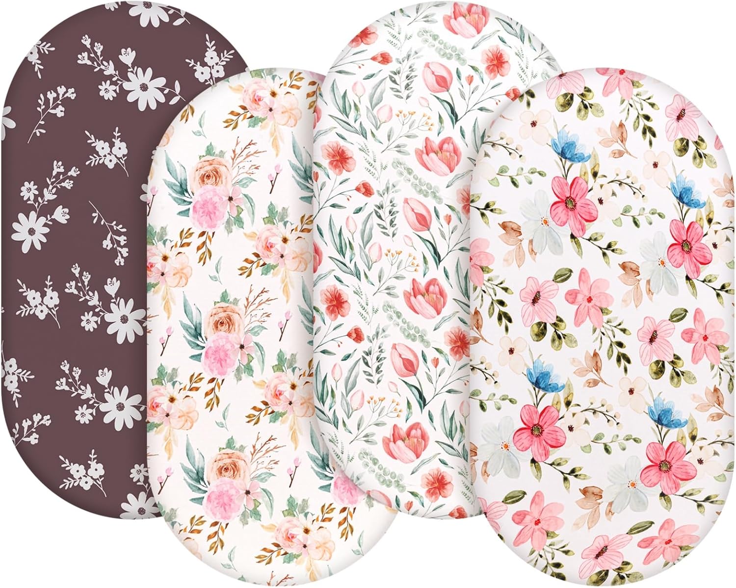FIGEPO 4 Pack Baby Girl Bassinet Sheets Set 1