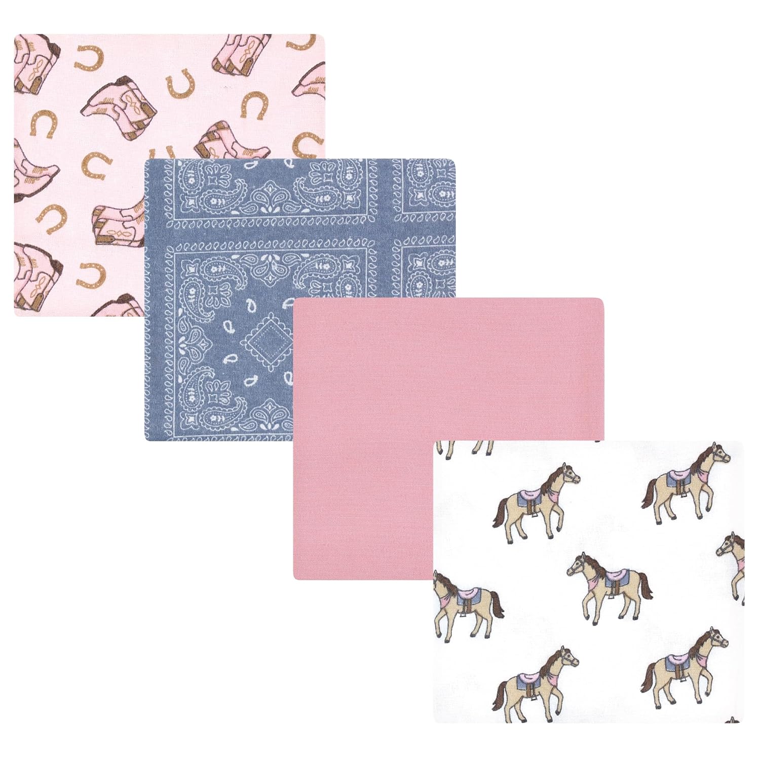 Hudson Baby Unisex Flannel Blanket 4-Pack Cowgirl