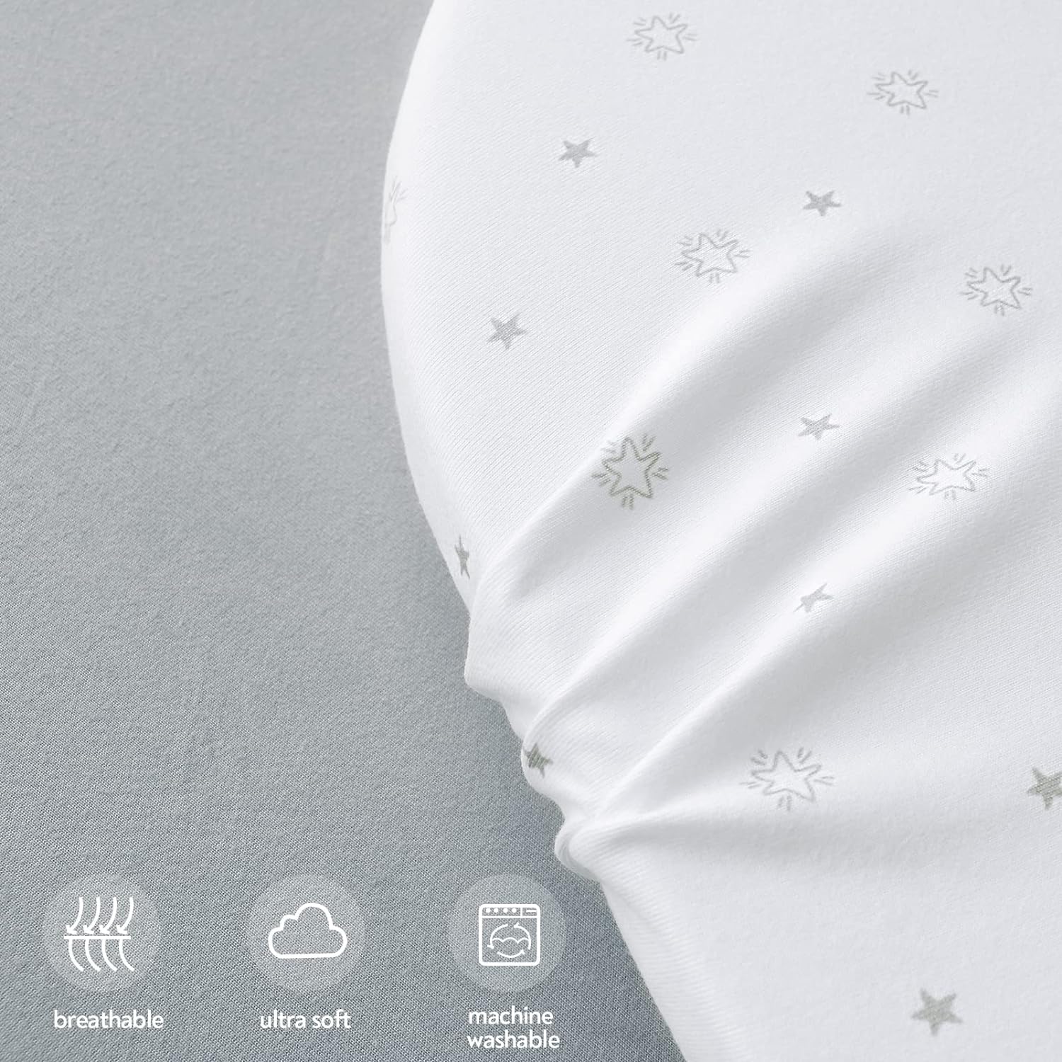 Magik Kover Playpen Sheets 2 Pack - Grey White Star Fitted