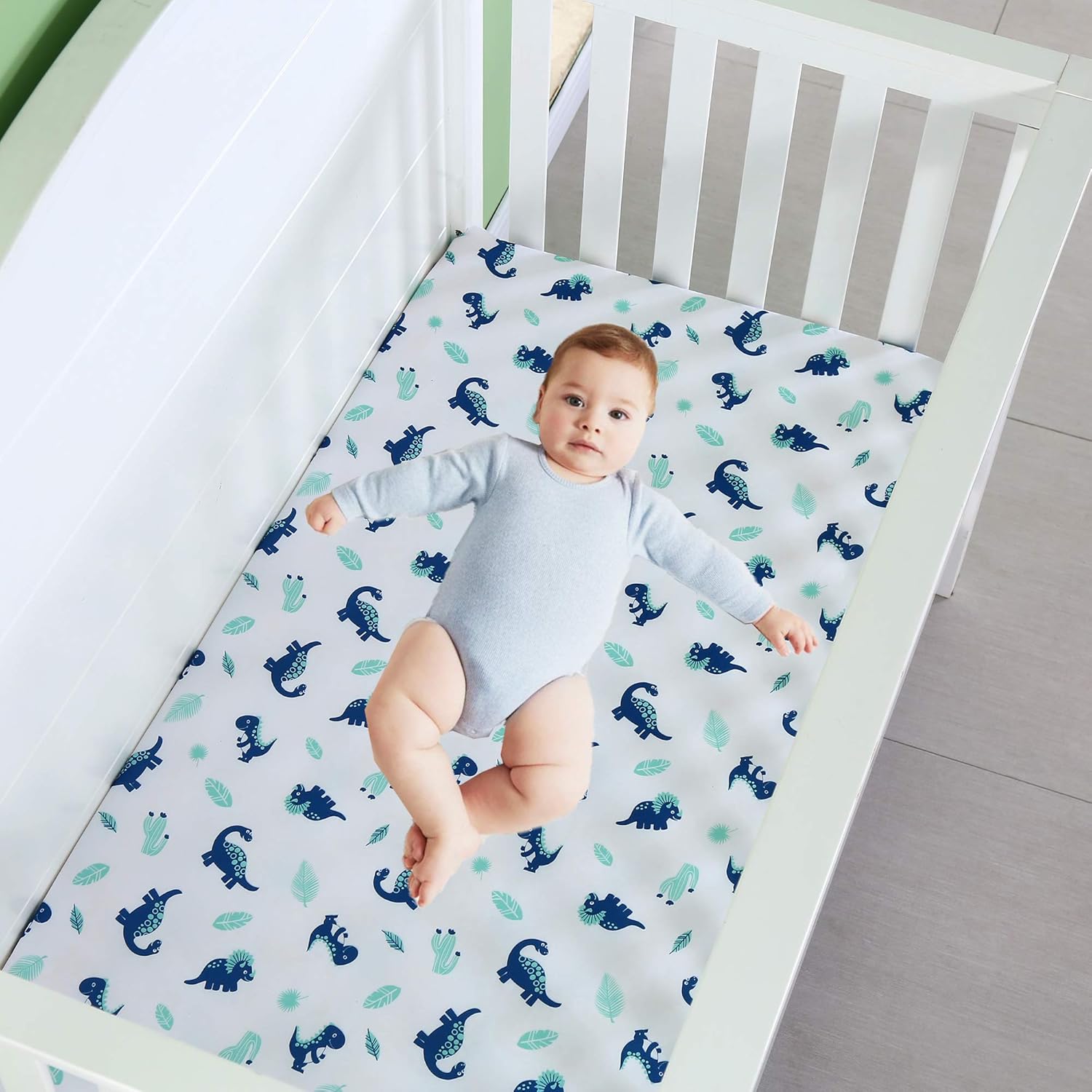JISEN 3 Piece Crib Bedding Set Dinosaur Print