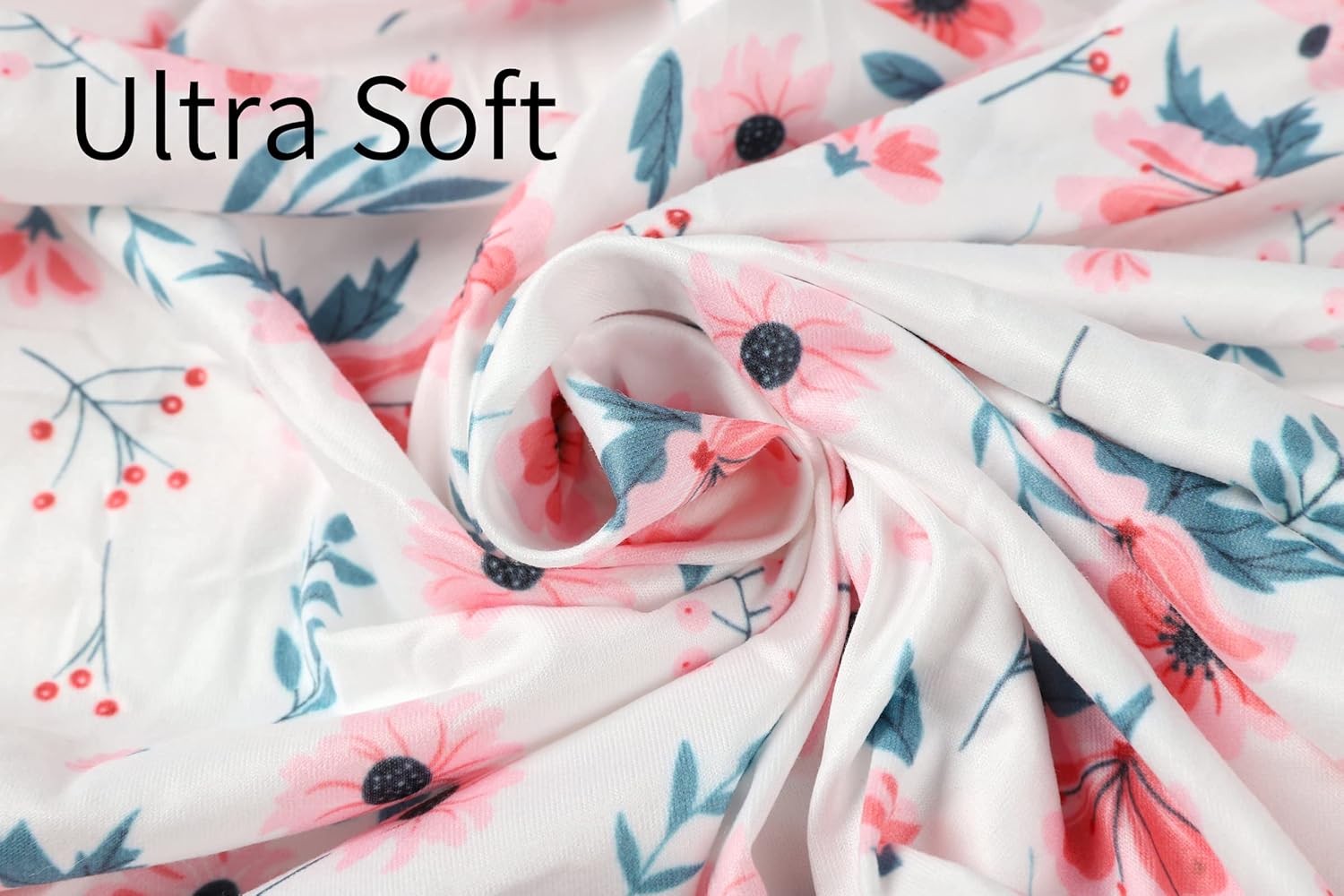 Tontukatu Bassinet Sheet Set 2 Pack Ultra Soft Floral Pink