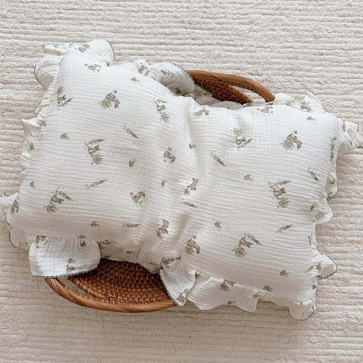 BuLuTu Muslin Toddler Pillowcase with Rabbit Print