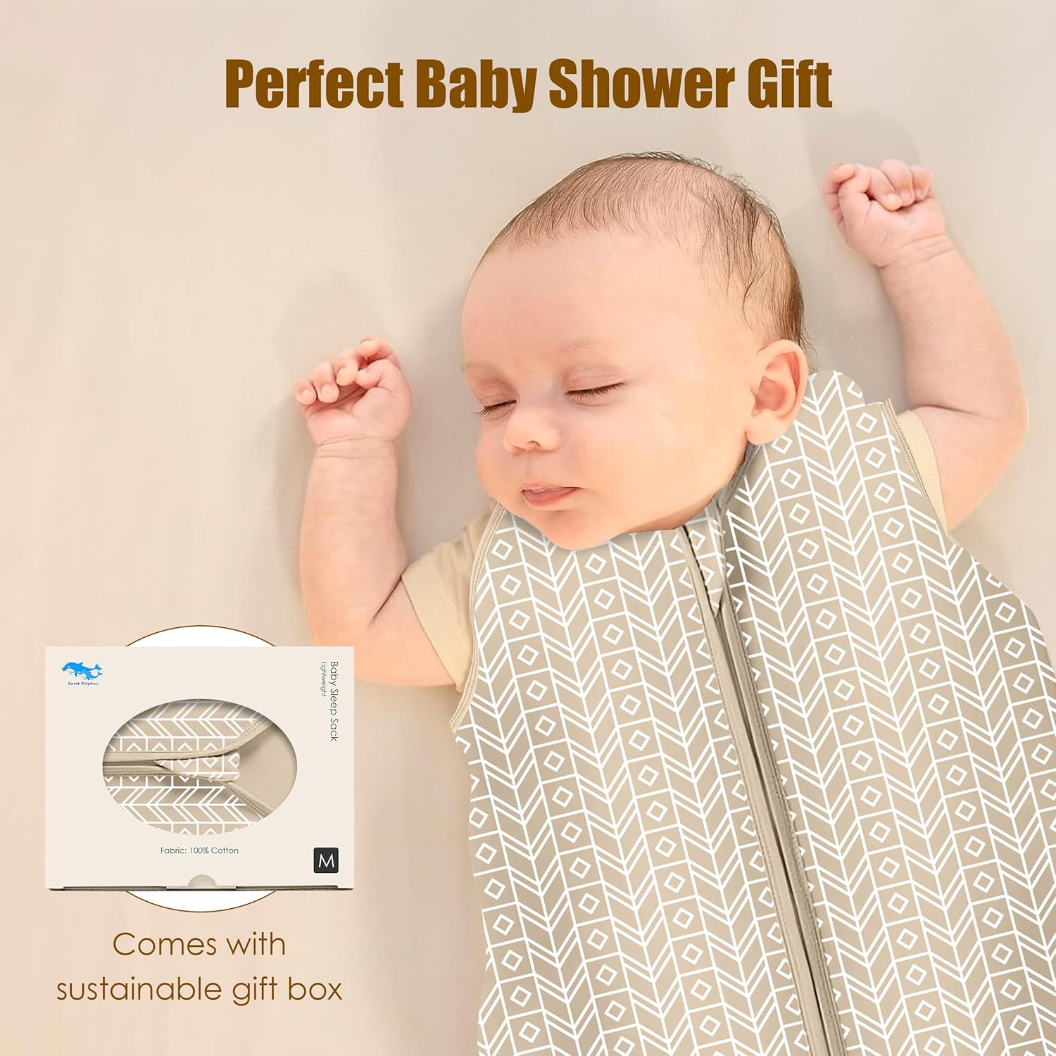 SWEET DOLPHIN 6-12M Baby Sleep Sack 3 Pack - 100 Cotton TOG 05