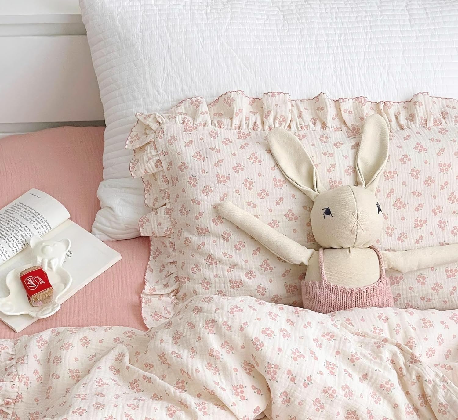 BuLuTu 4 Layer Muslin Toddler Pillowcase with Galsang Flowers