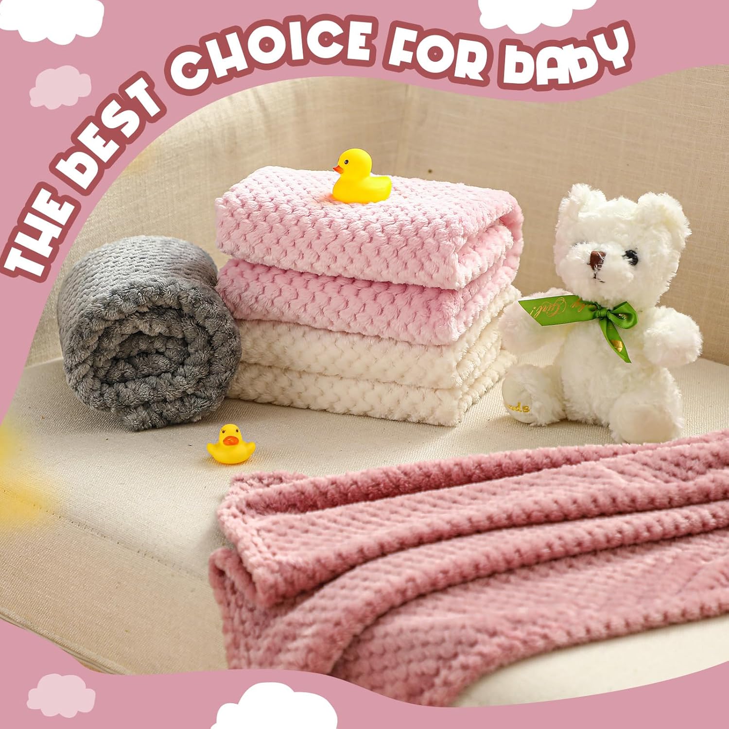 Frienda 4 Pcs Fluffy Baby Blanket for Newborn Toddler 1