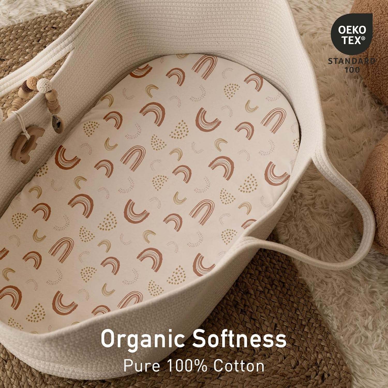 GLLQUEN Baby Bassinet Sheets 2 Pack - 33x17 Khaki