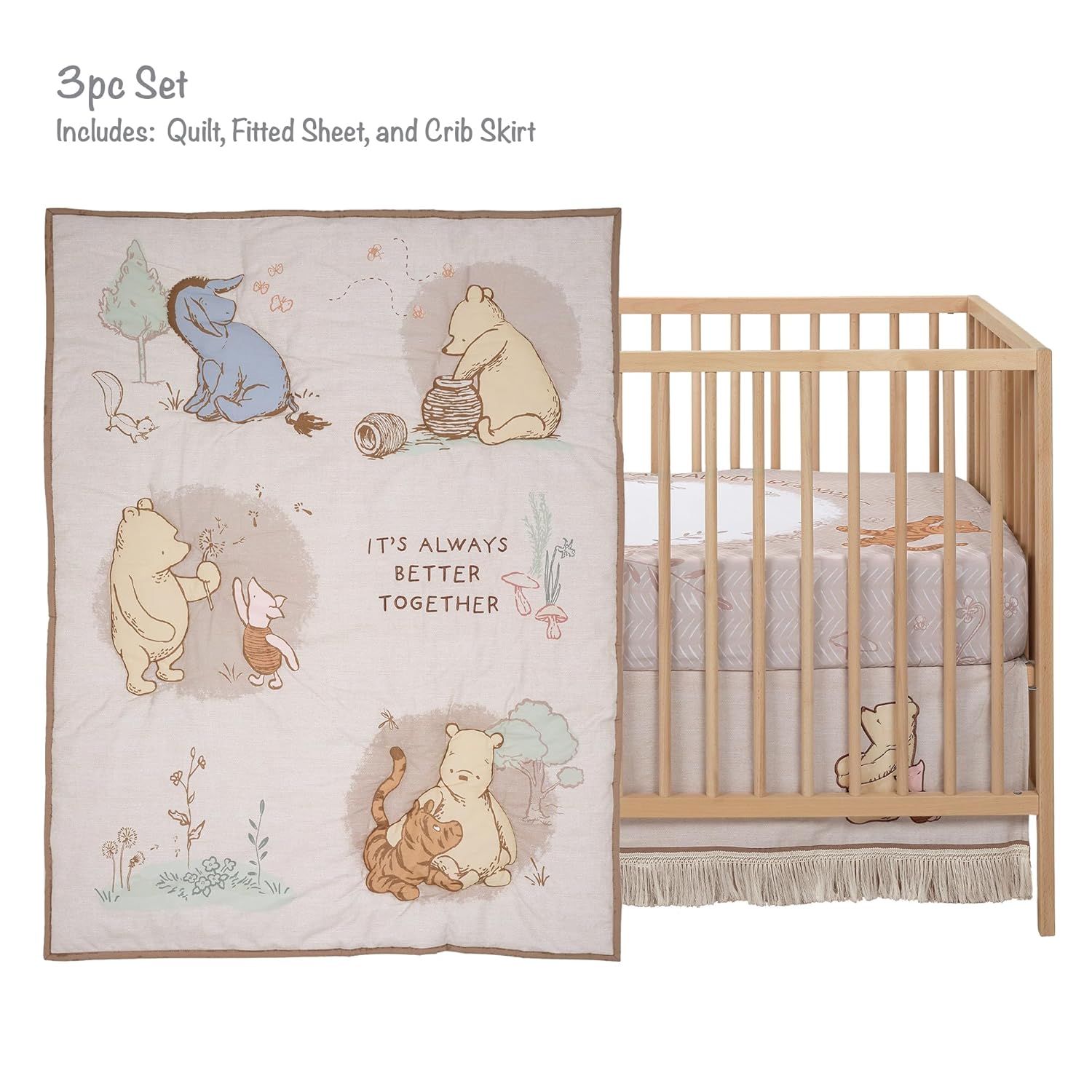 Lambs Ivy Disney Baby Pooh Bear Pals 3Piece Crib Bedding Set