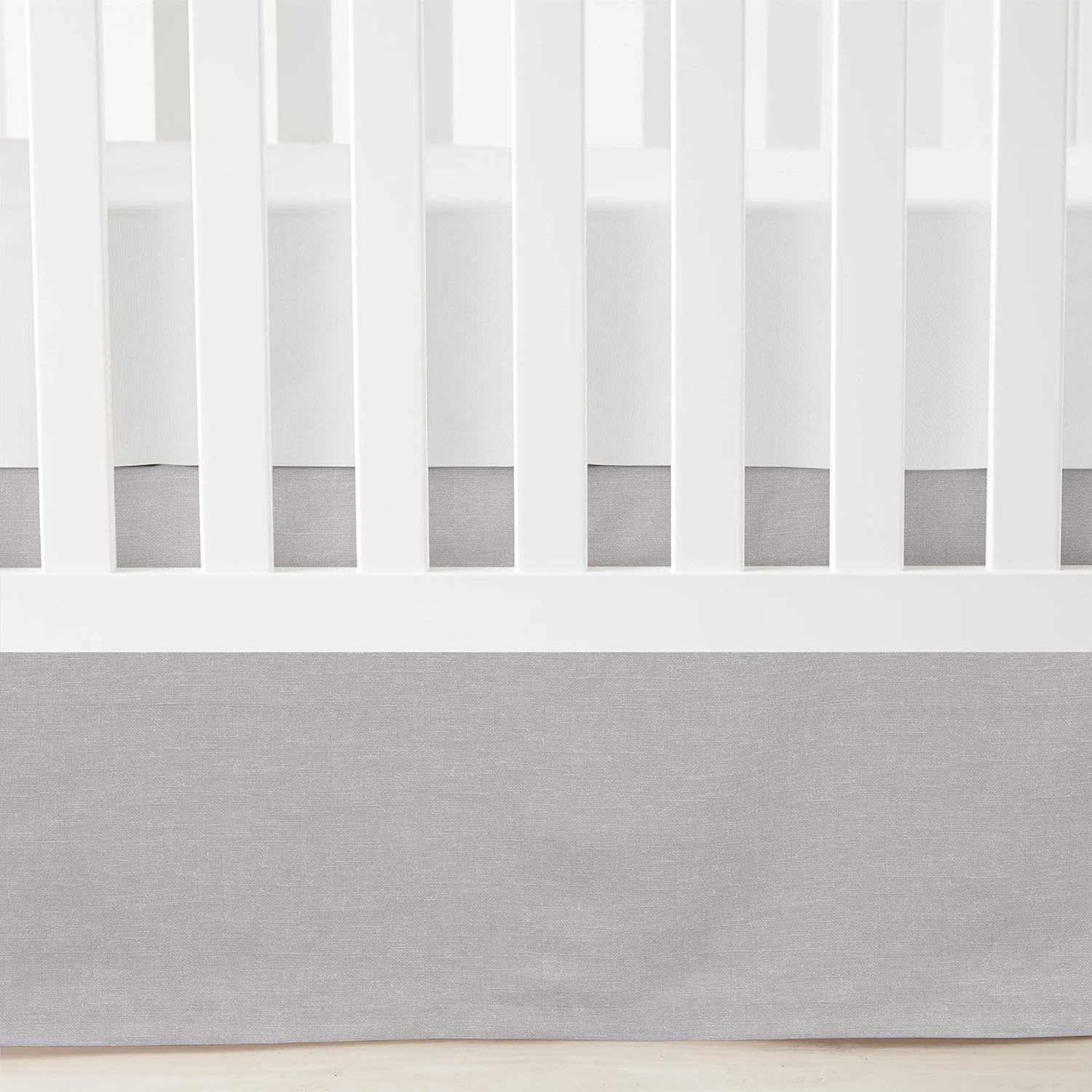 Lush Decor Gray Linen Textured Crib Skirt with 16 Drop