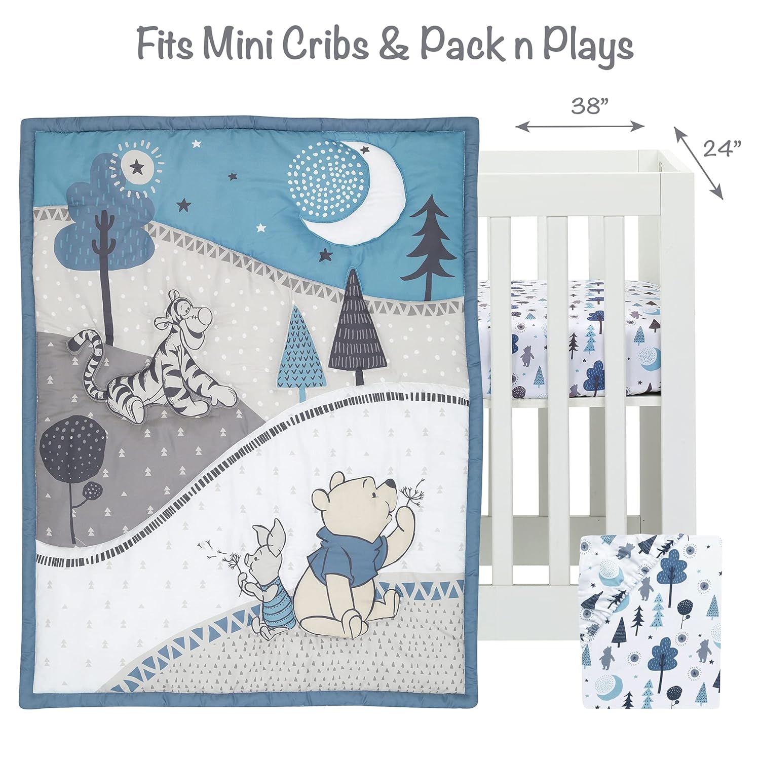 Lambs Ivy Forever Pooh Crib Bedding Set Blue