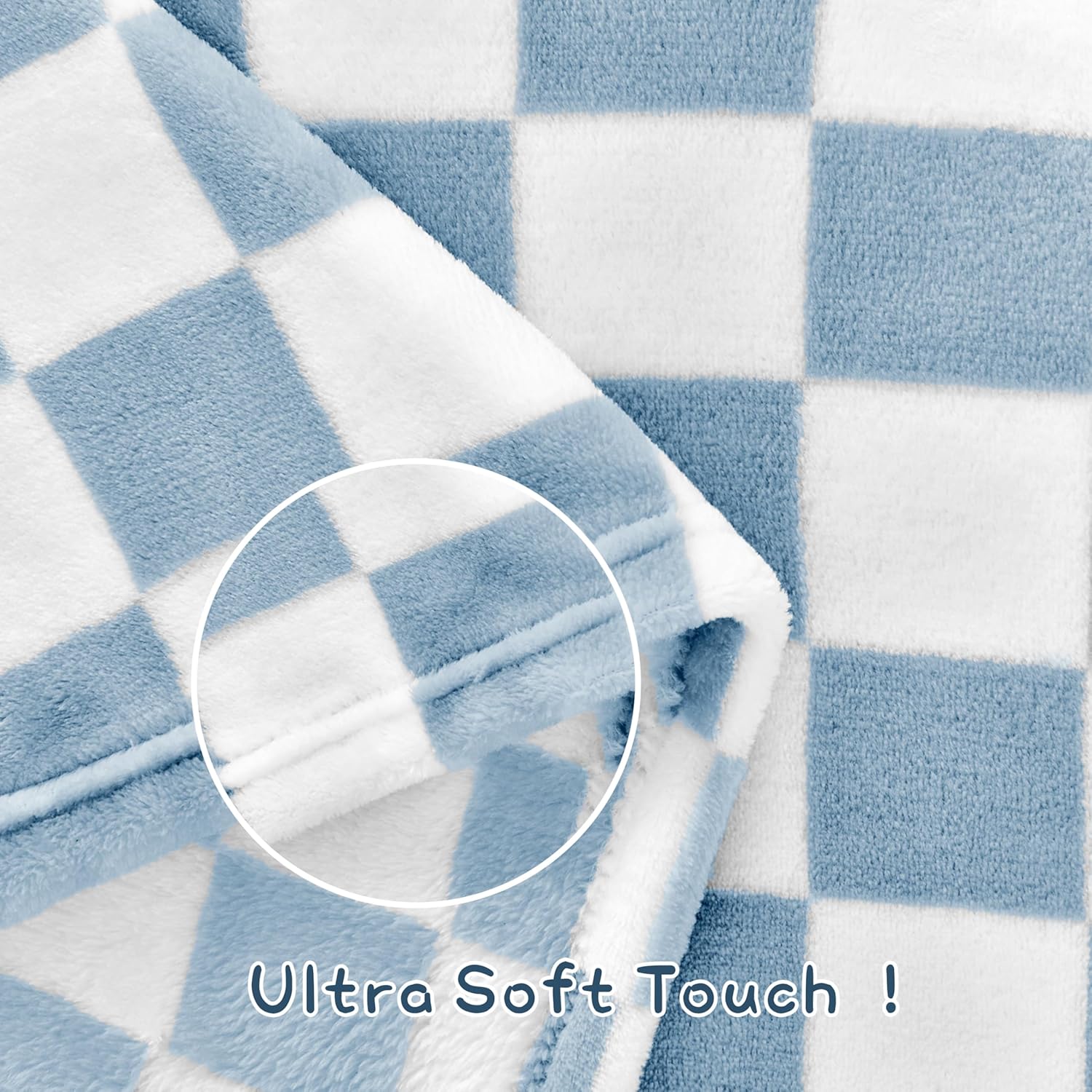 Yurhap Checkered Baby Blanket Fleece 30x40 Blue 1