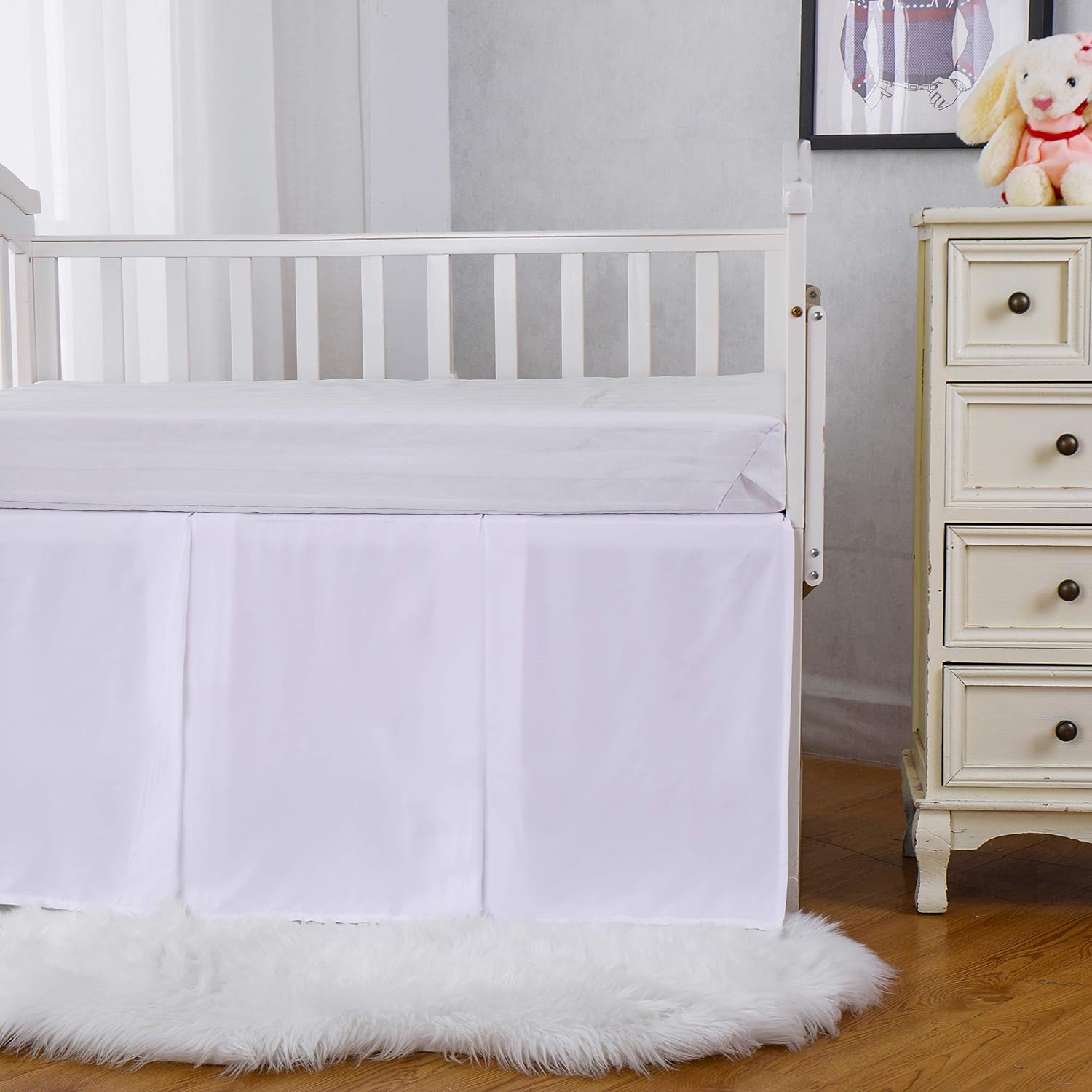 ShunjieHome Crib Skirt 100 Egyptian Cotton 400 Thread Count 14 Drop