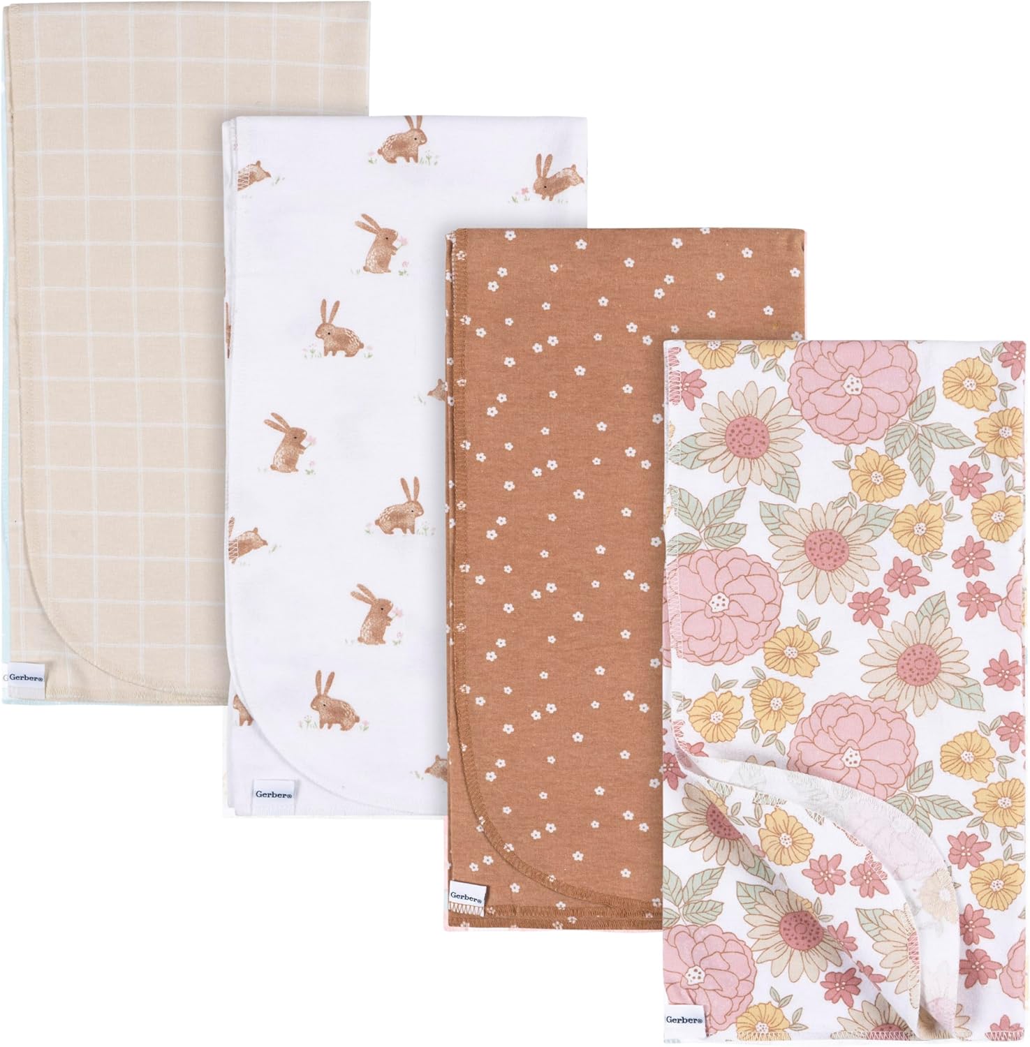 Gerber Unisex 100 Cotton Flannel Receiving Blankets Pack of 4