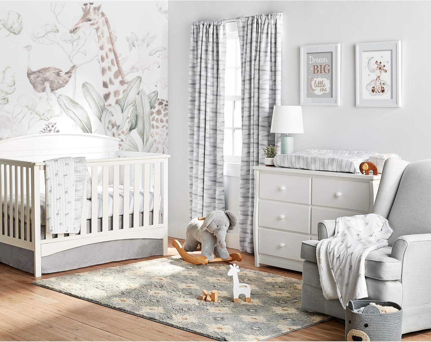 Lush Decor Gray Linen Textured Crib Skirt with 16 Drop