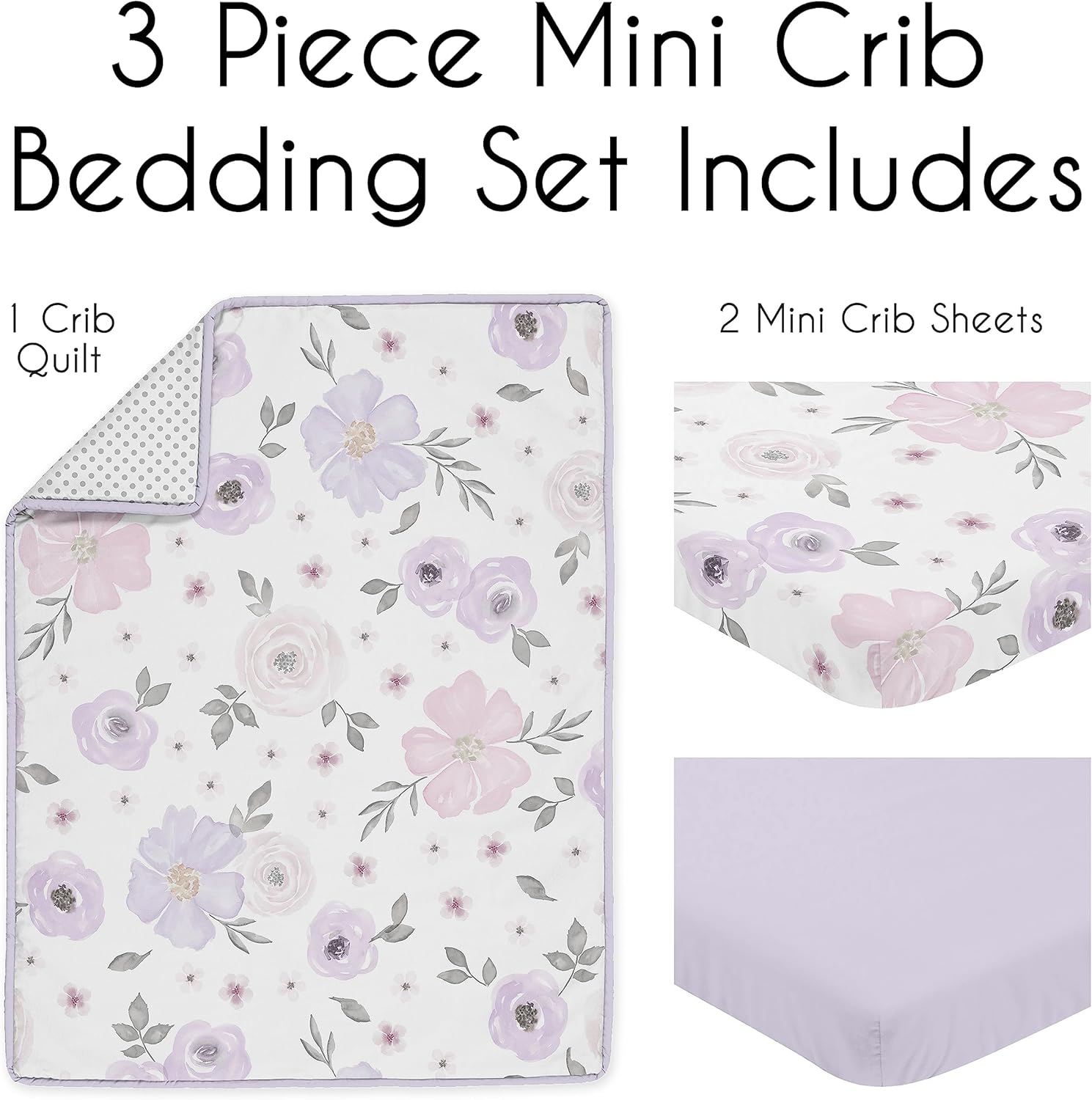 Sweet Jojo Designs Boho Floral Mini Crib Bedding Set 1