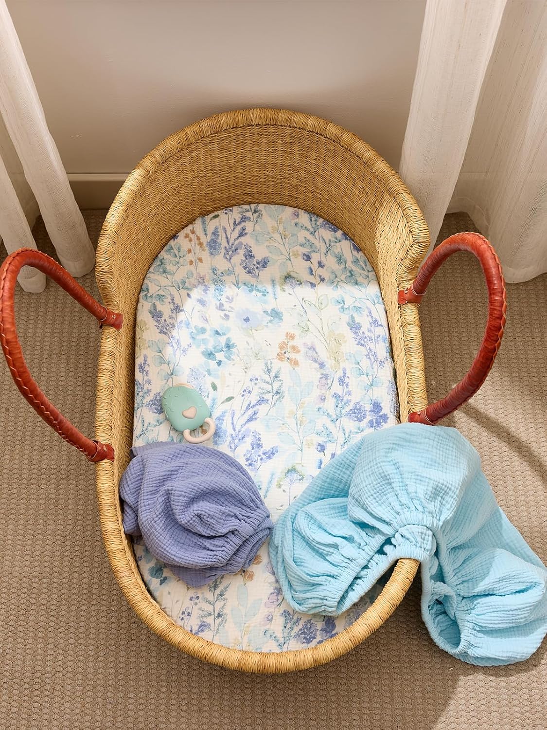 TILLYOU Muslin Bassinet Sheets 3 Pack Soft Breathable Cotton