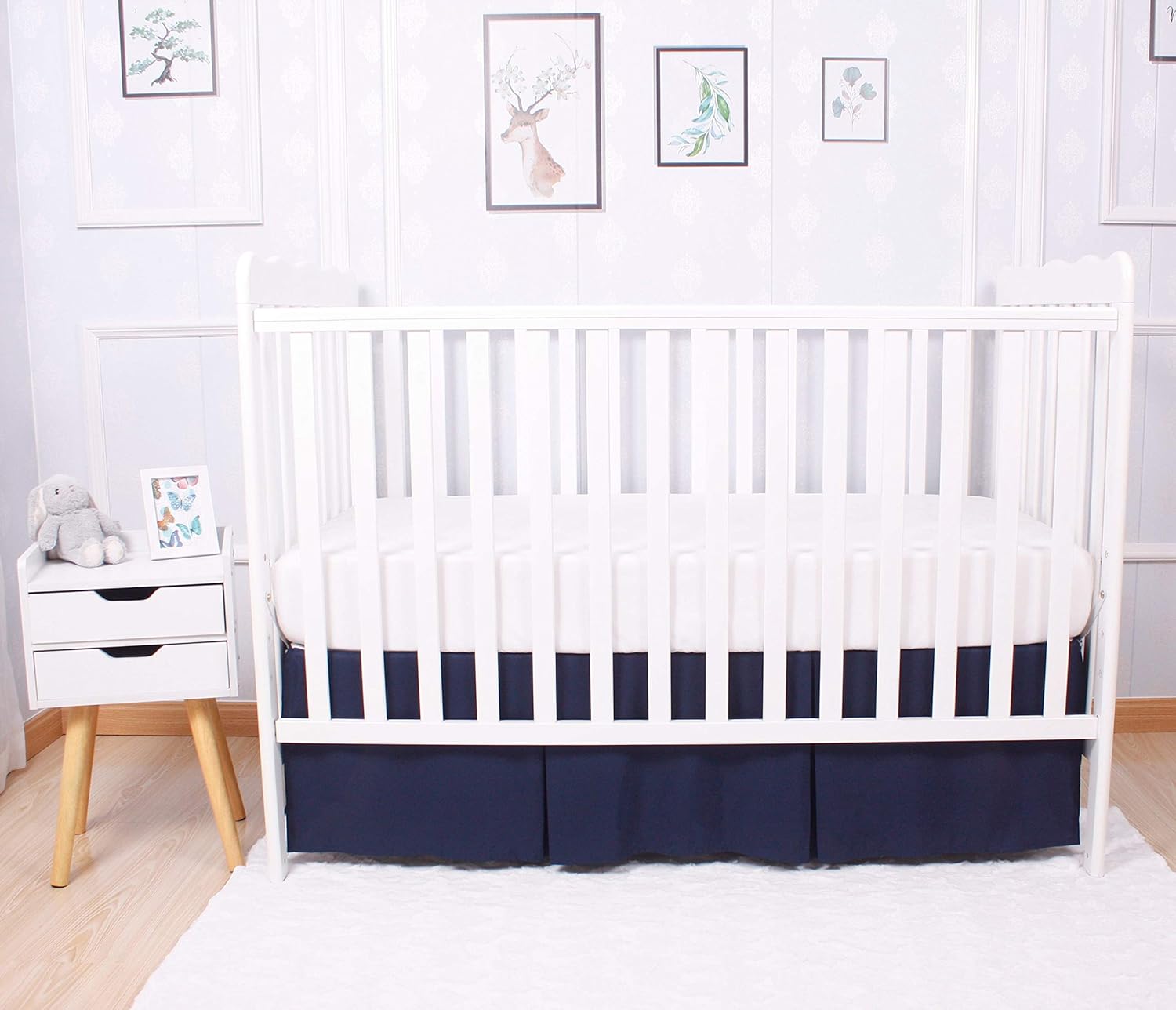 CaSaJa Navy Blue Classic Microfiber Crib Skirt