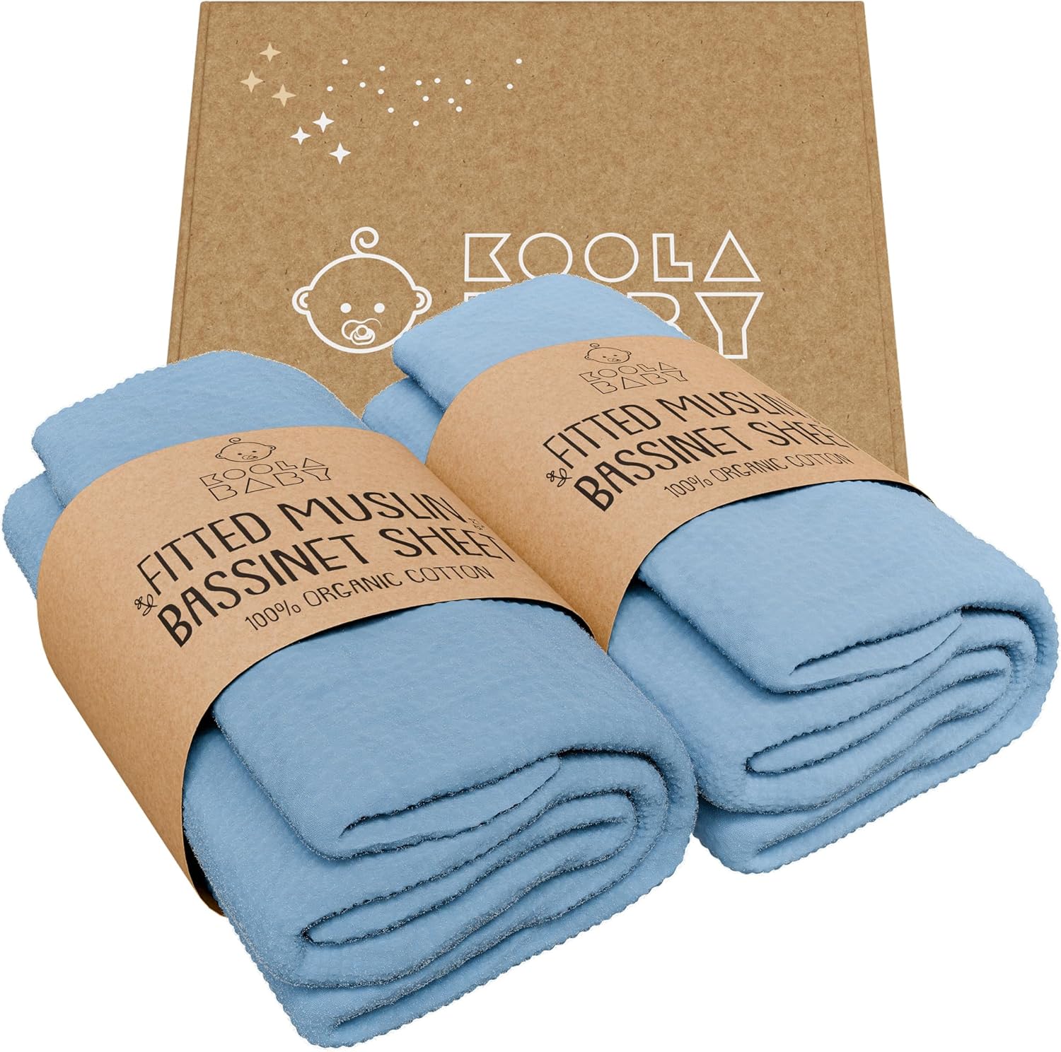 KoolerThings Bassinet Sheets 2 Pack - Organic Muslin Cotton