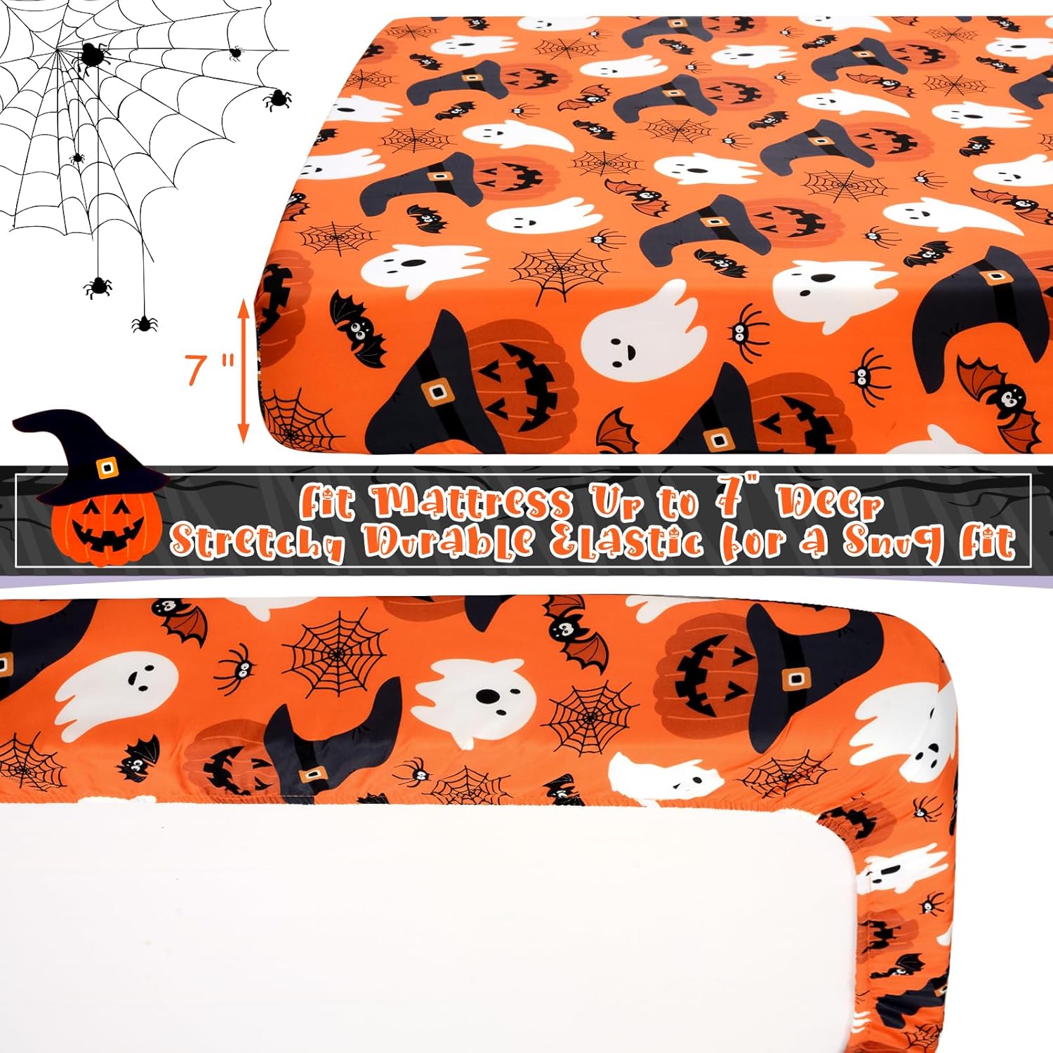 UOMNY Halloween Pumpkin Crib Sheet 52x28 Inch