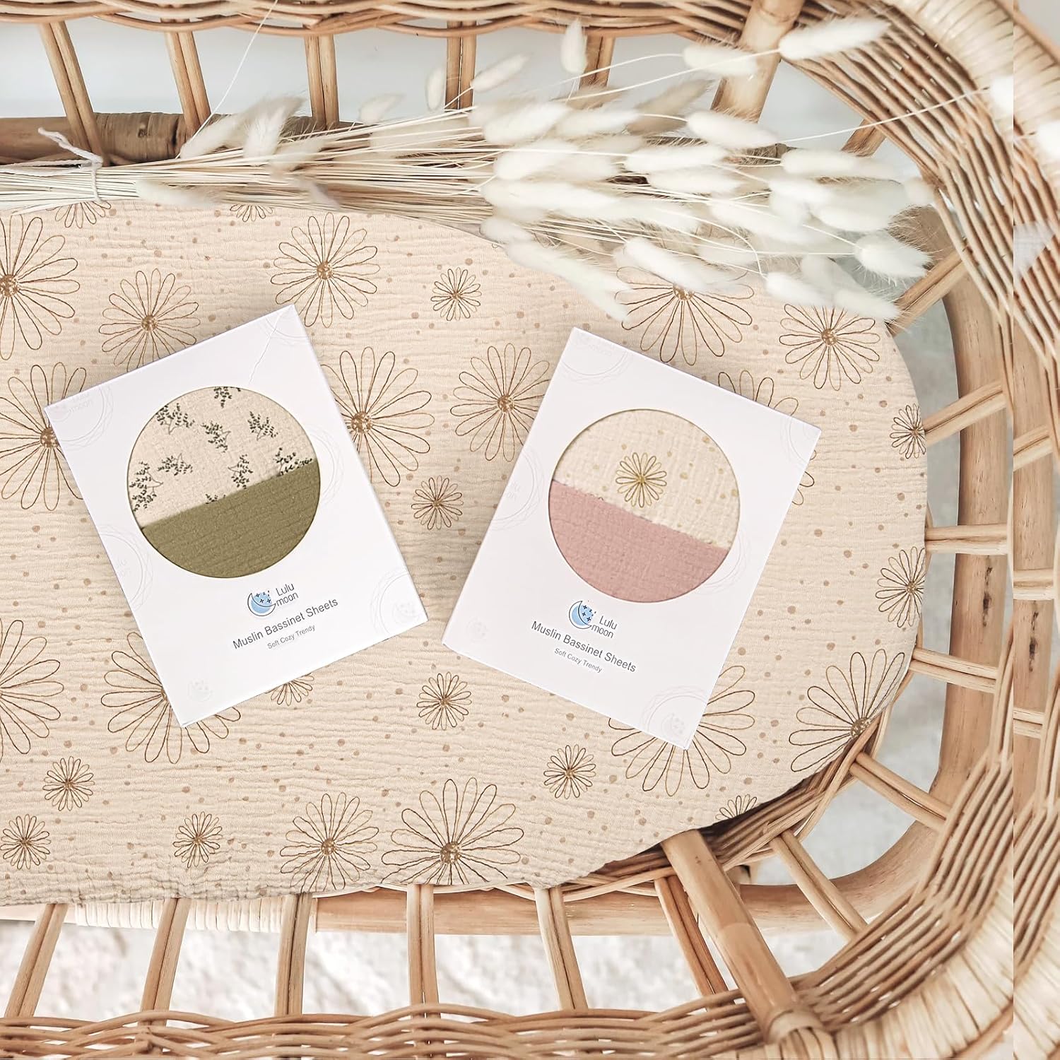 Lulumoon Muslin Bassinet Sheets for Boys and Girls
