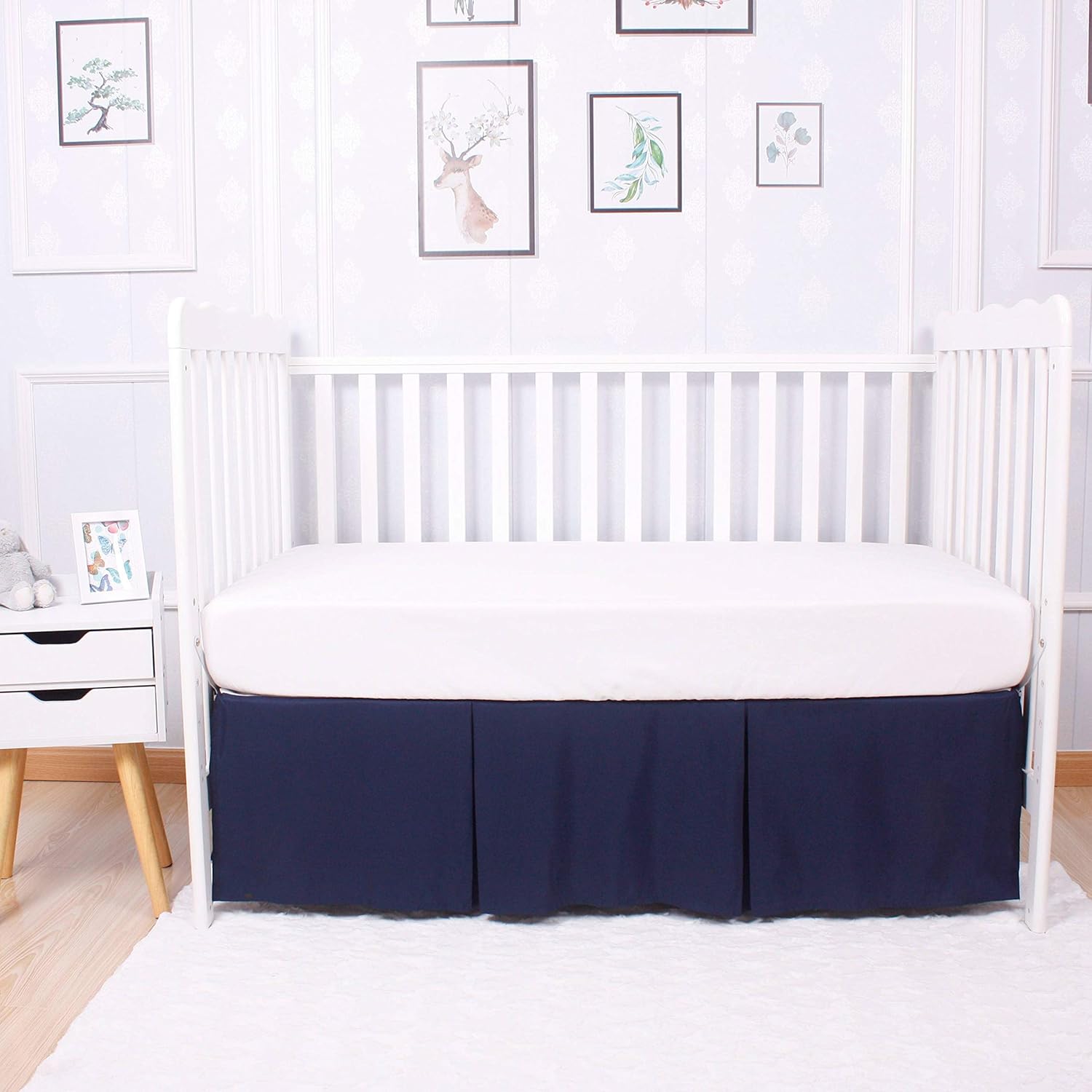 CaSaJa Navy Blue Classic Microfiber Crib Skirt