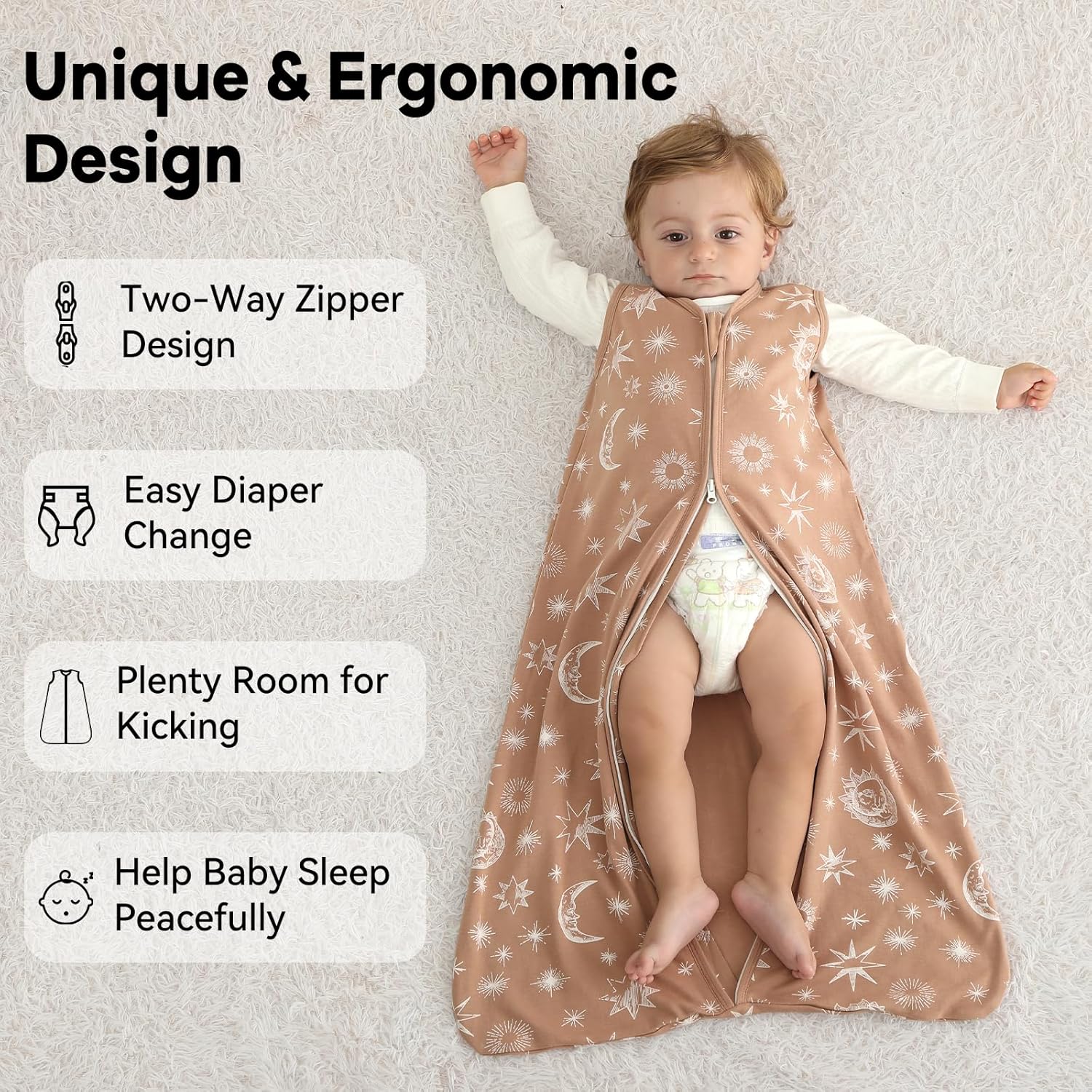 Unnivoll Baby Sleep Sack 0-6 Months 3 Pack Lightweight 05 TOG