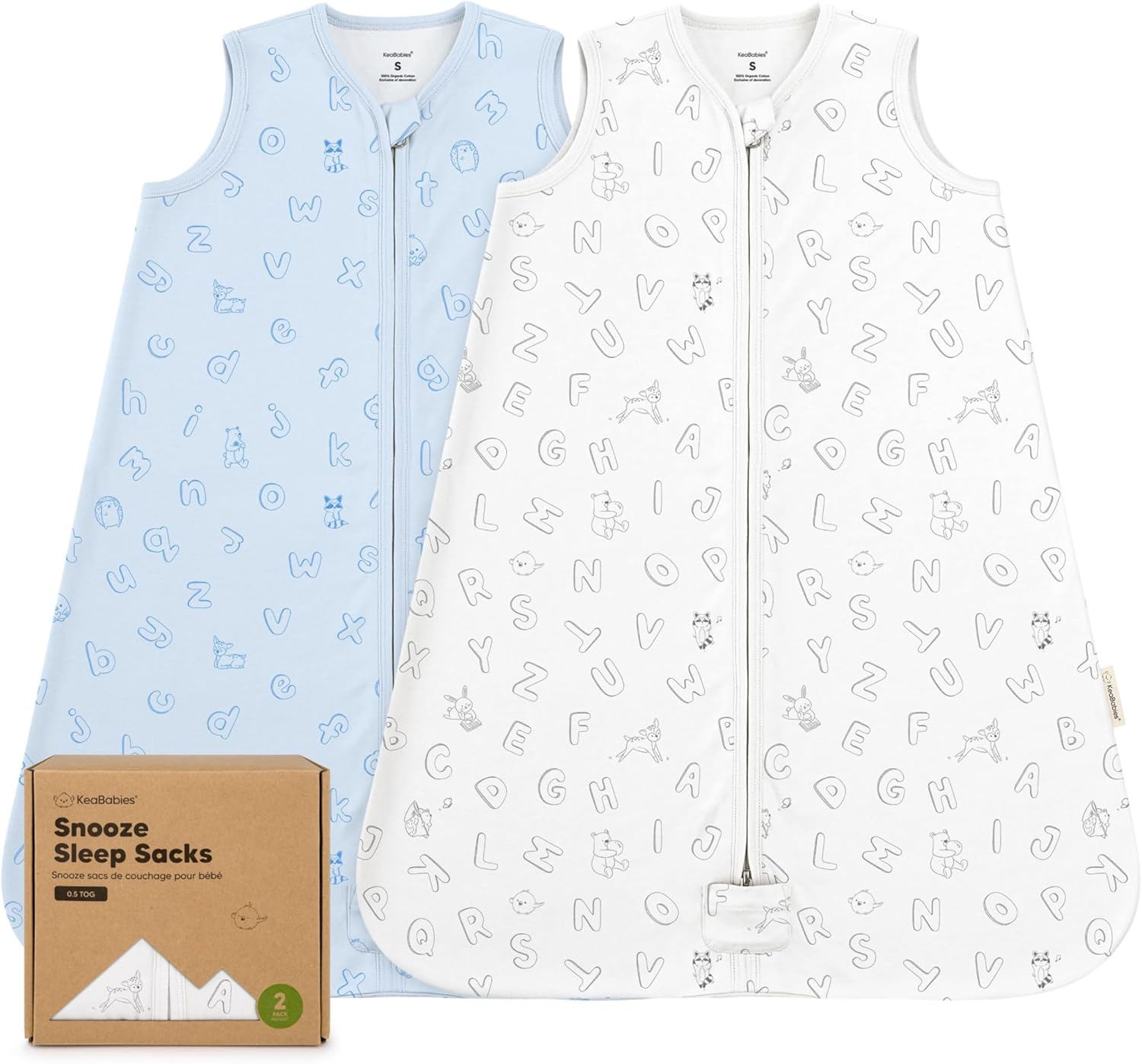 KeaBabies 2-Pack Wearable Sleep Sacks for 3-6 Months