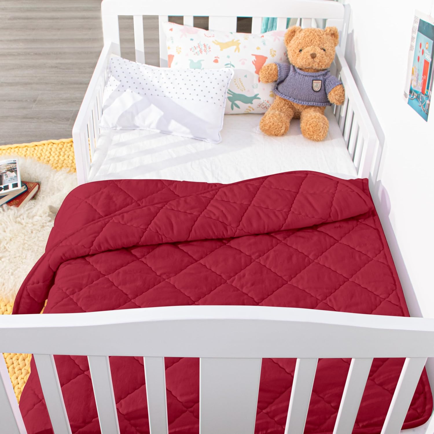Organictune Microfiber Toddler Quilt 39x47 Inches Red