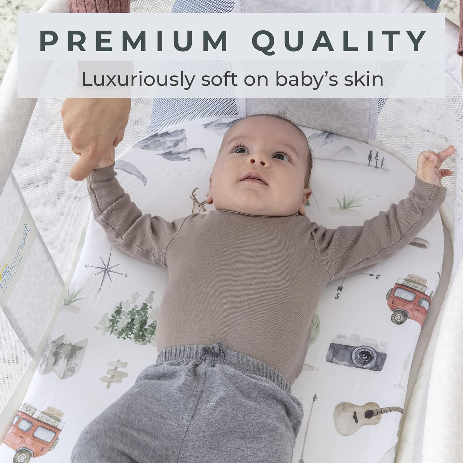 Pobibaby 2 Pack Bassinet Sheets - Woodland Pattern Soft Cotton Blend
